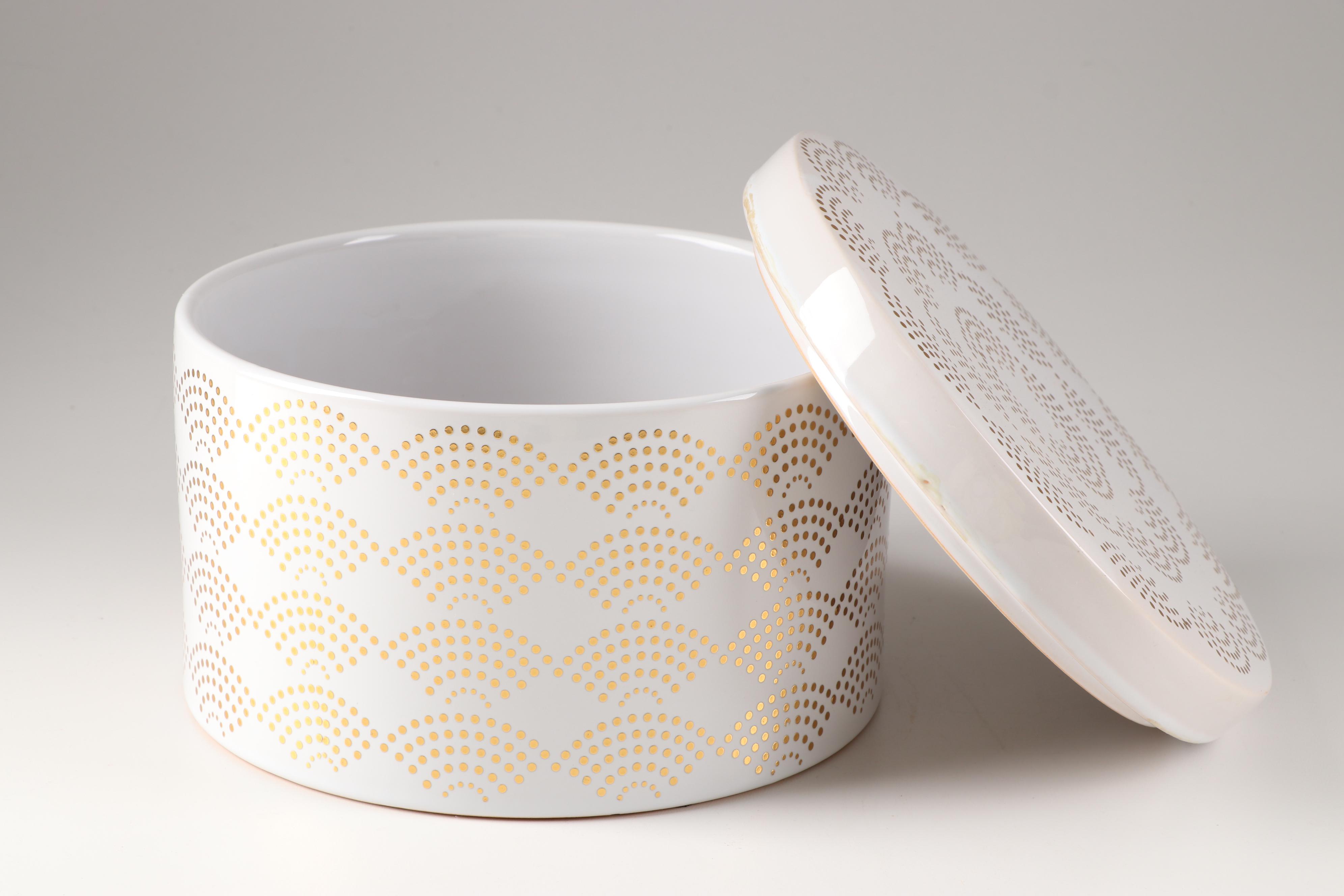 Contemporary White and Gold Storage Canisters