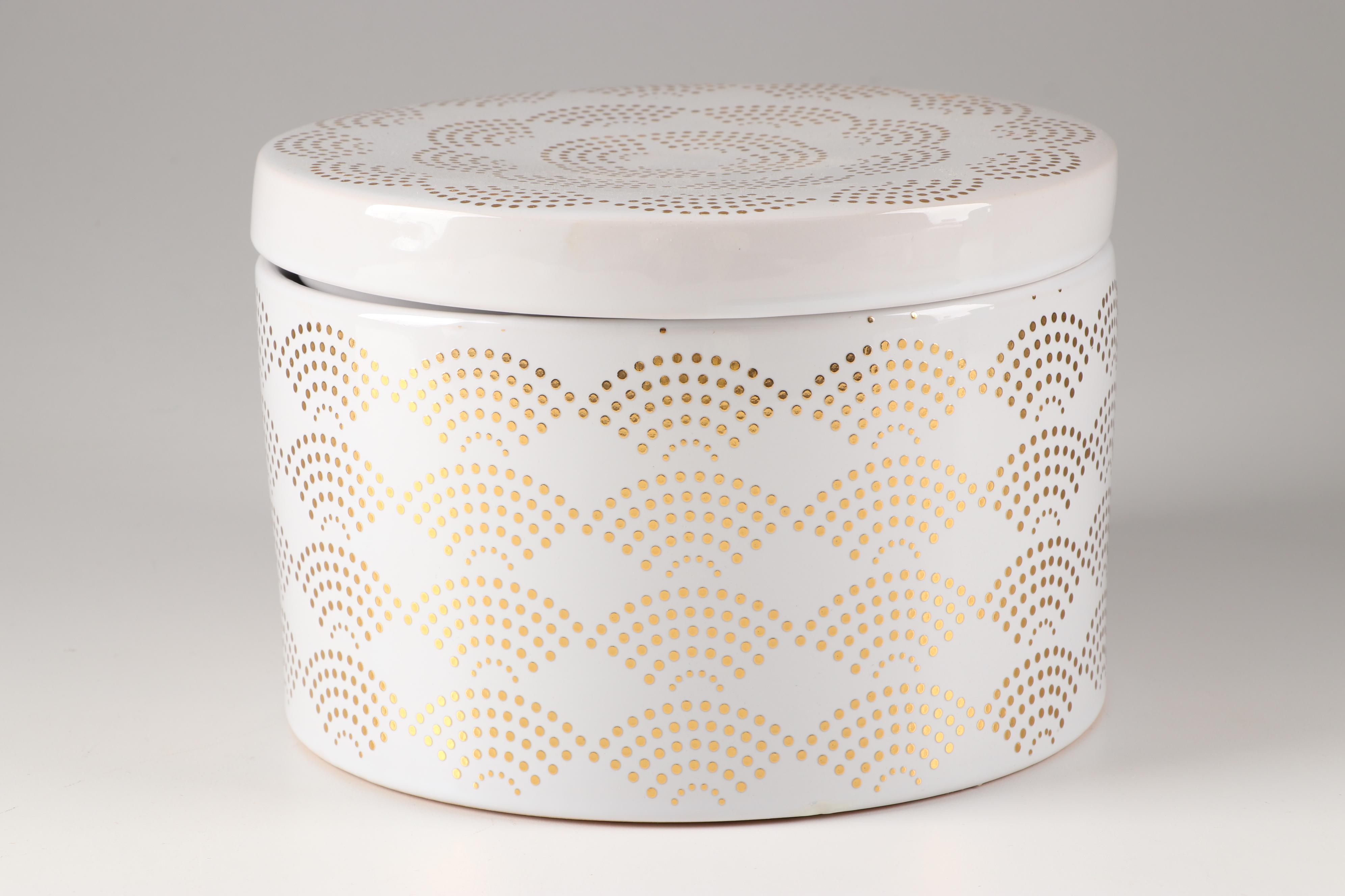 Contemporary White and Gold Storage Canisters