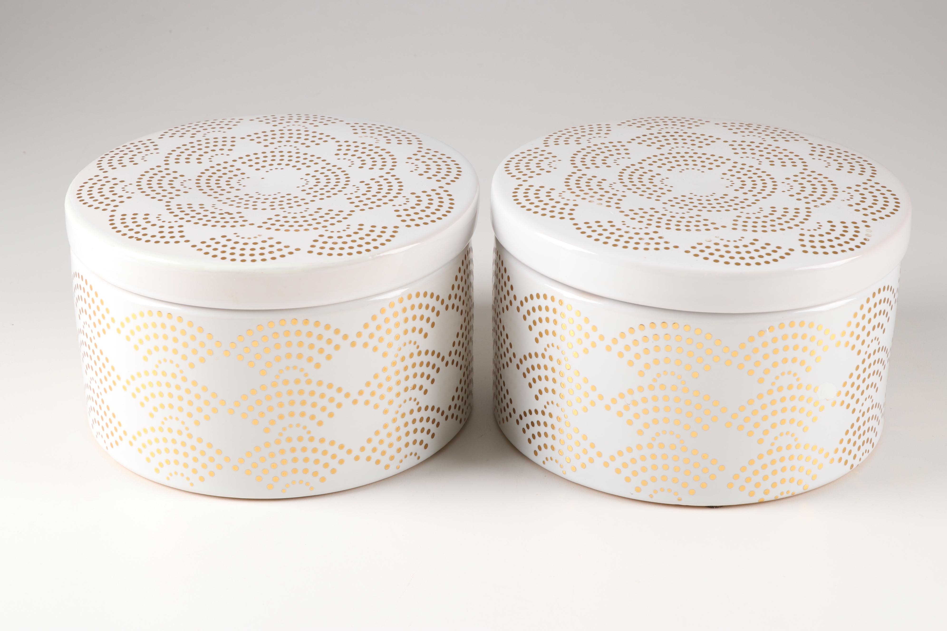 Contemporary White and Gold Storage Canisters