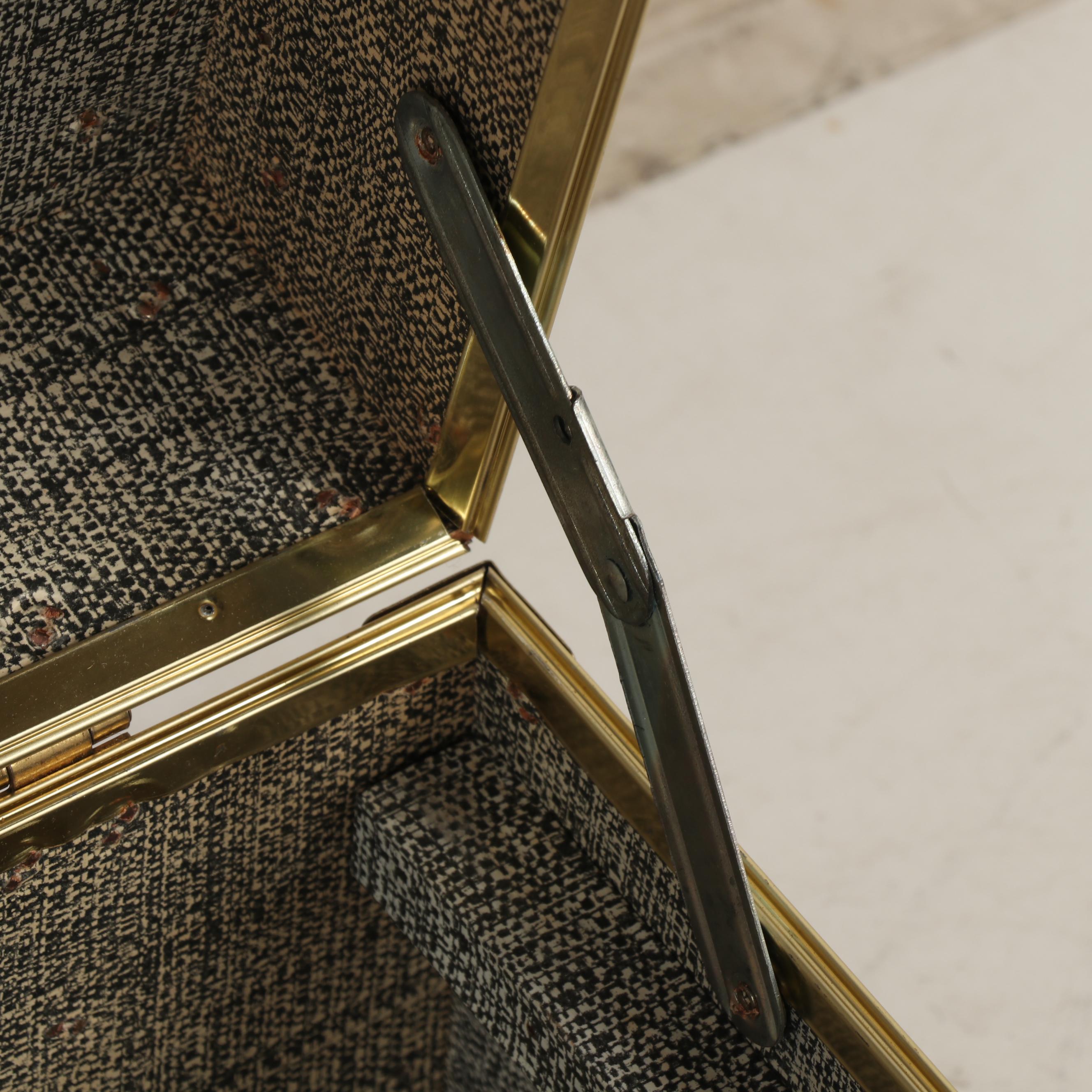 Vintage Metal Foot Locker with Leather