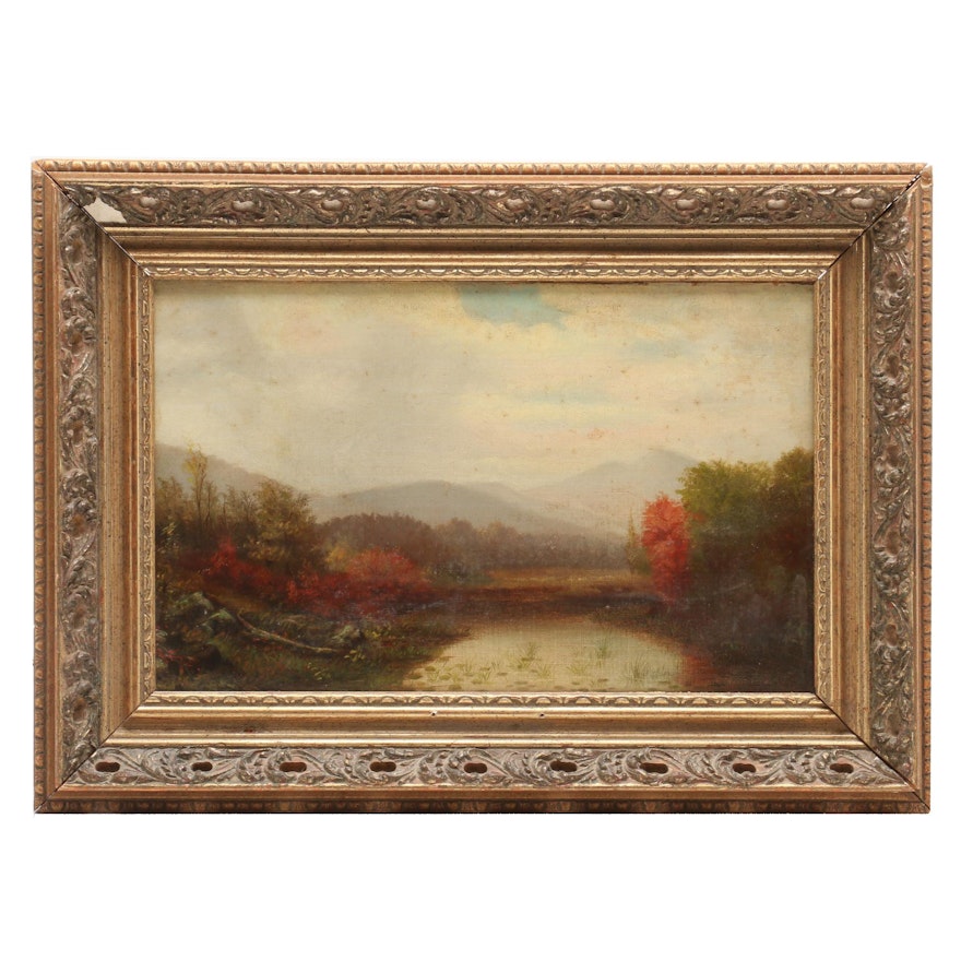 Hudson River School Style Landscape Oil Painting