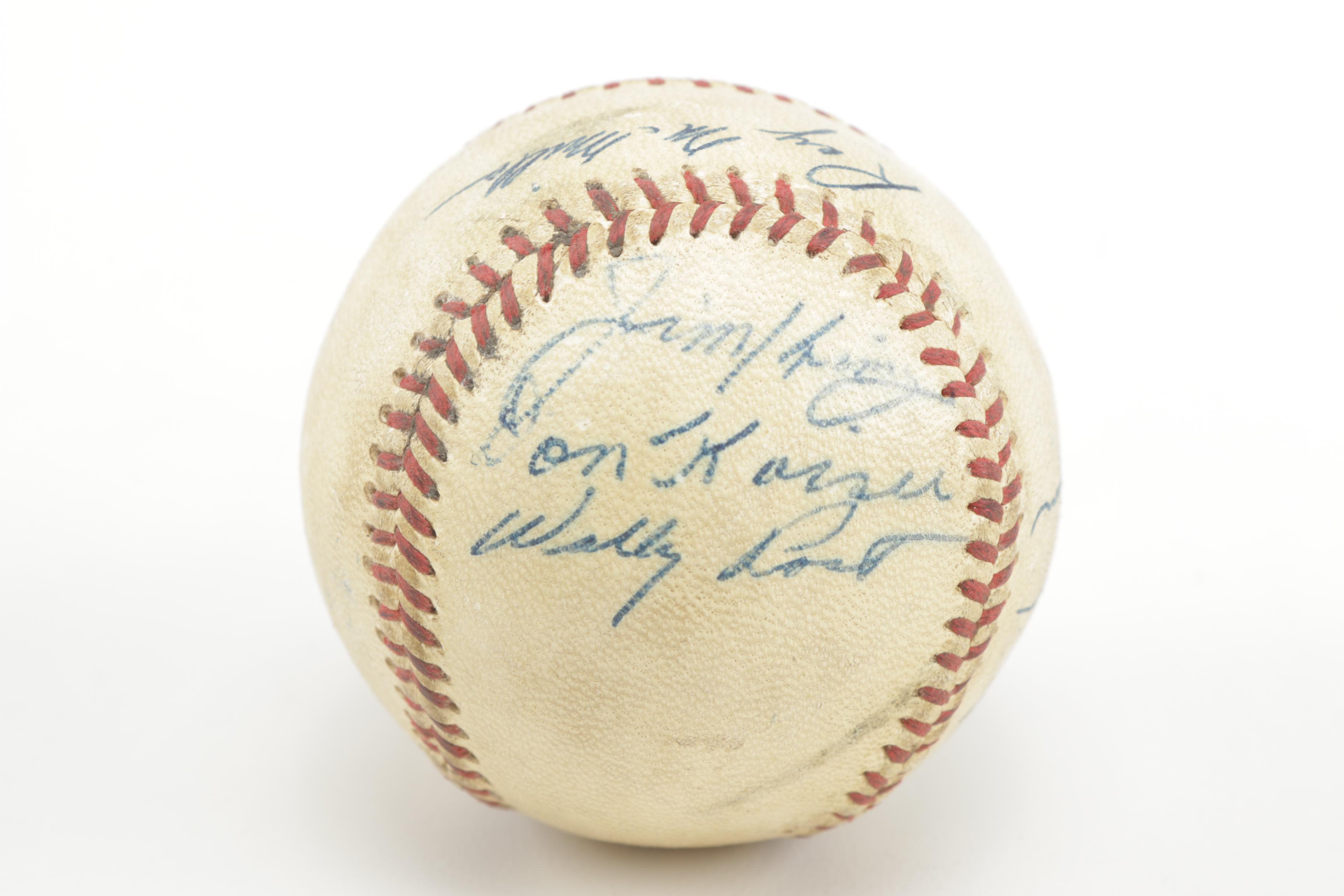 Mid Century Signed Baseball with Cincinnati Reds Players