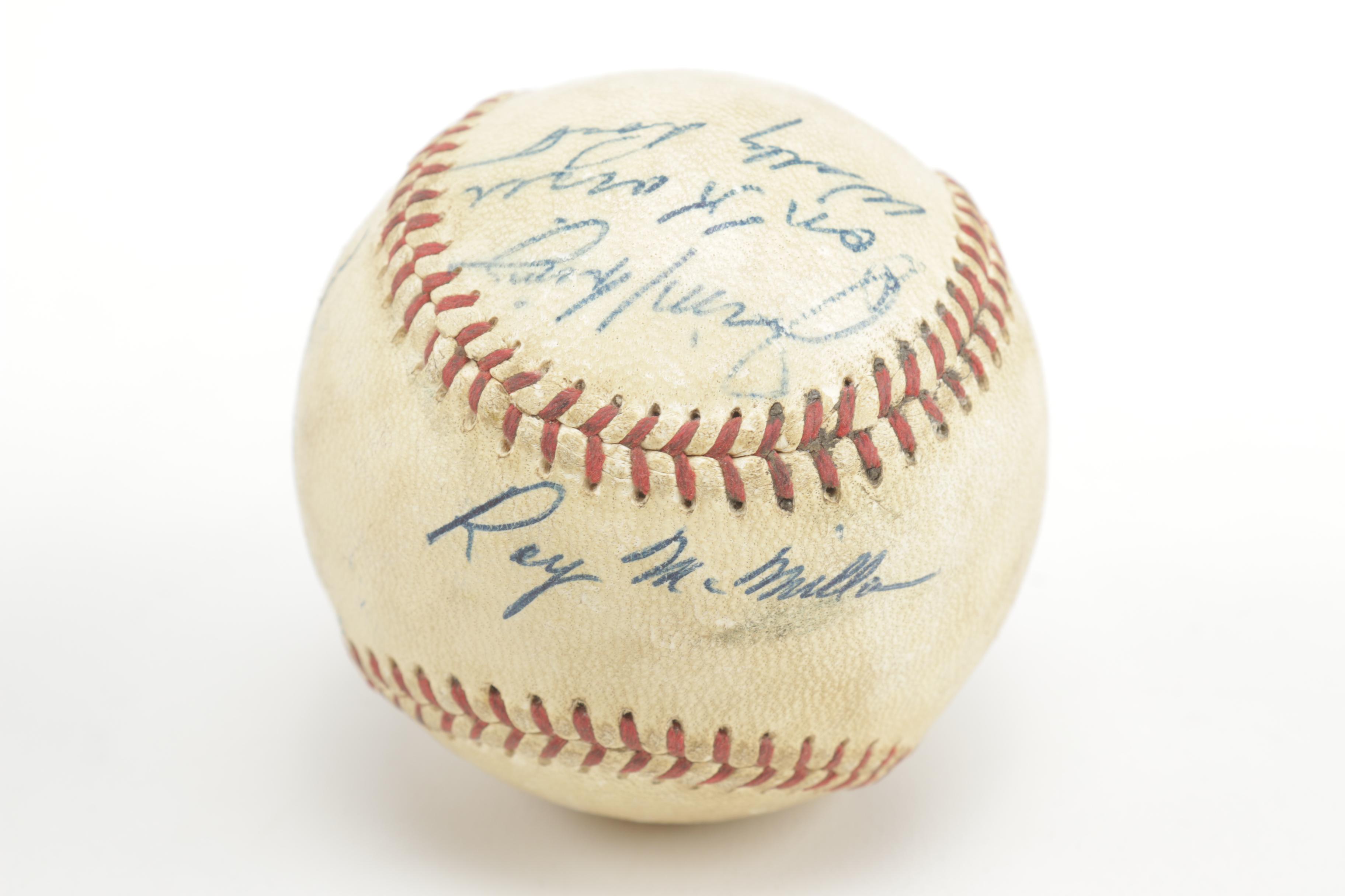Mid Century Signed Baseball with Cincinnati Reds Players