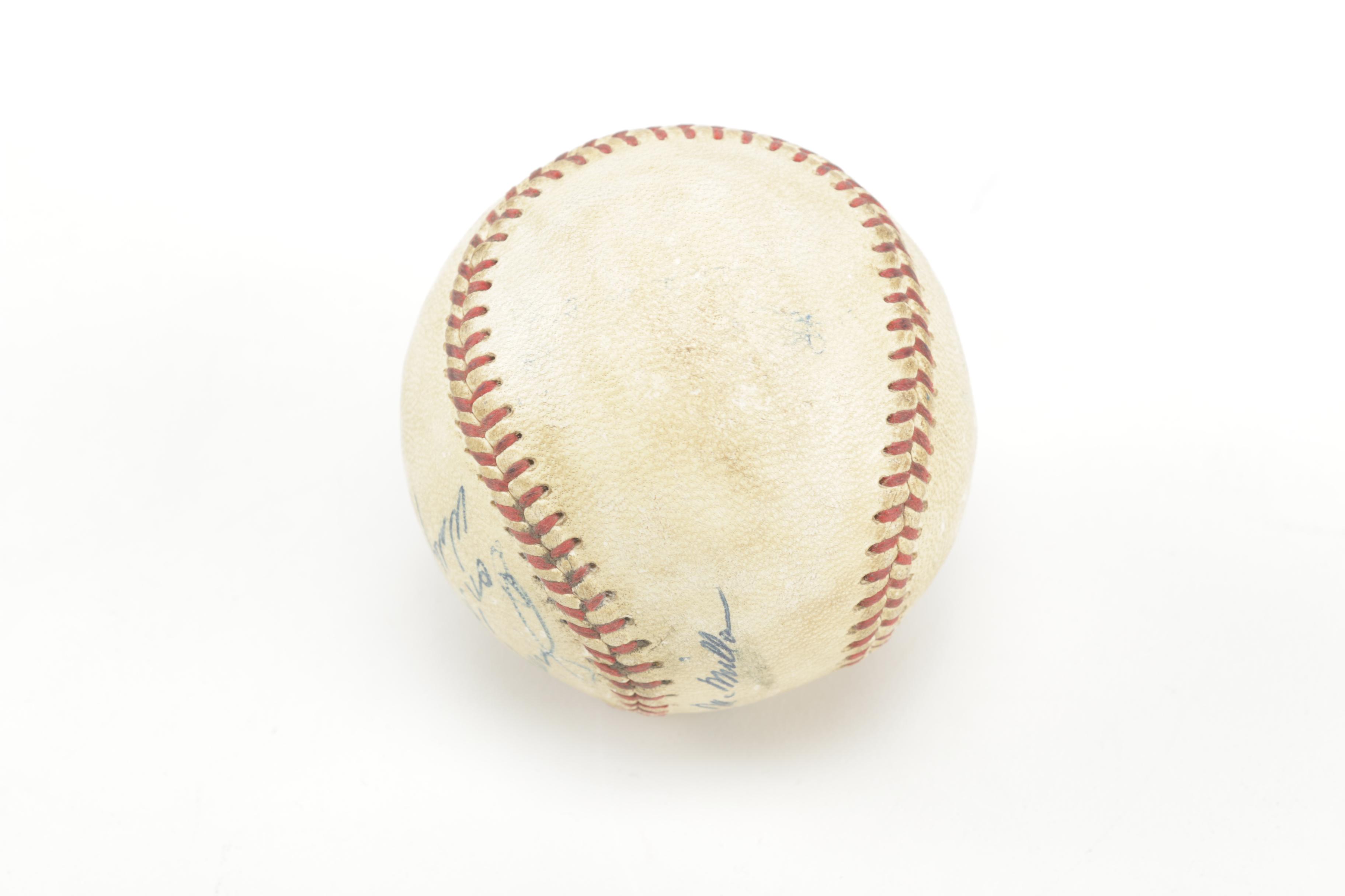 Mid Century Signed Baseball with Cincinnati Reds Players