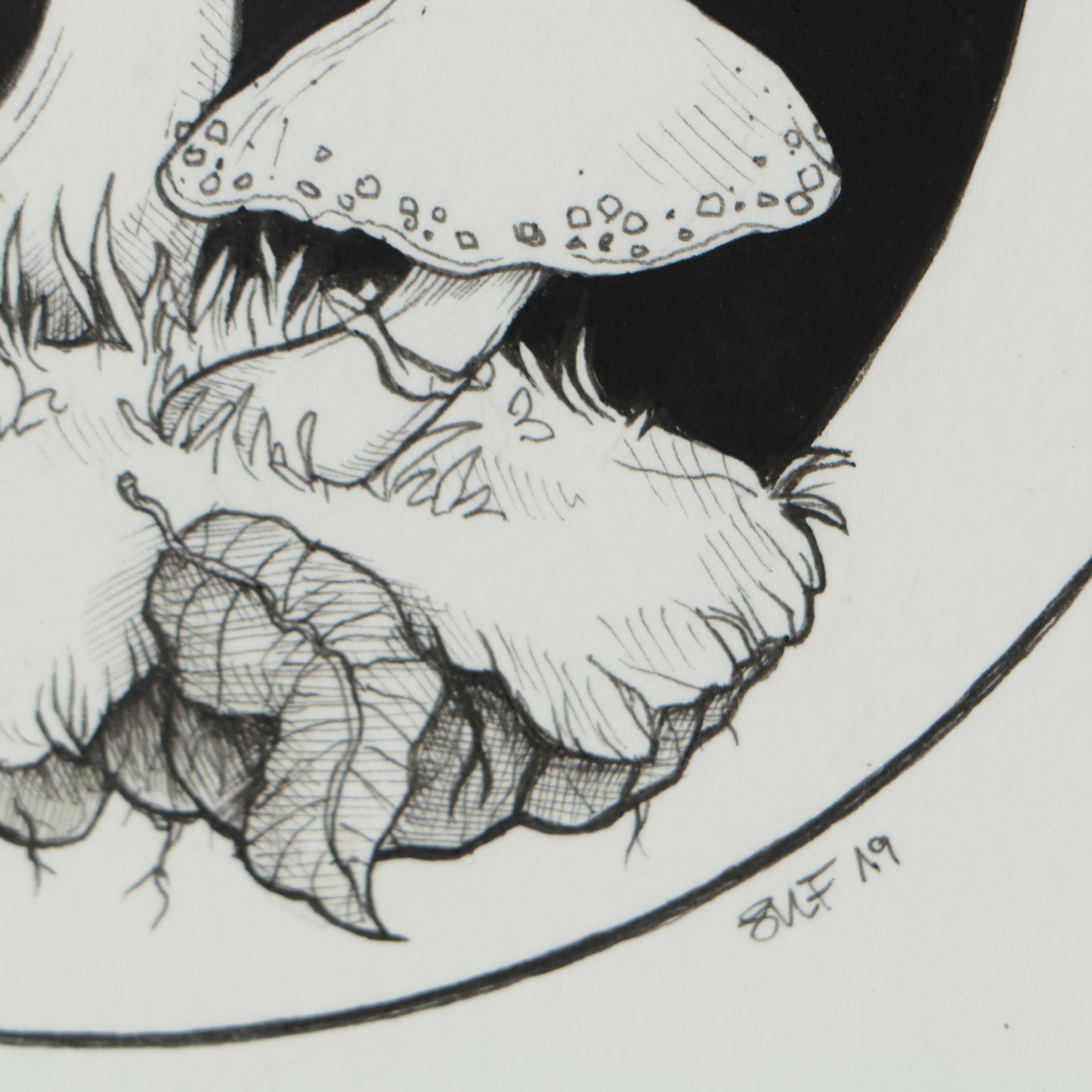 Shannon Fitch Embellished Ink Drawing "Tedious and Brief"