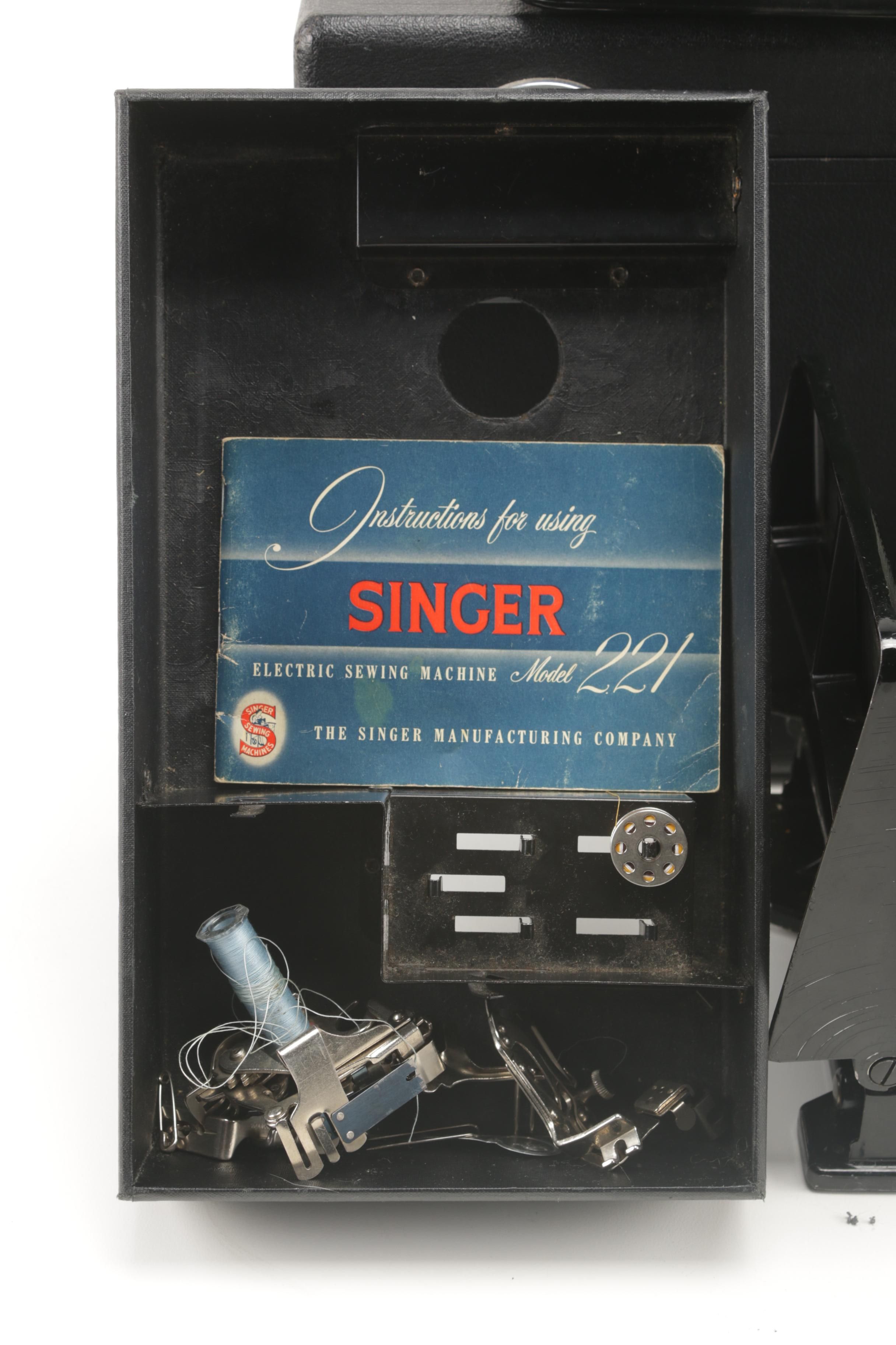 Singer Electric Sewing Machine Model 221, circa 1930's