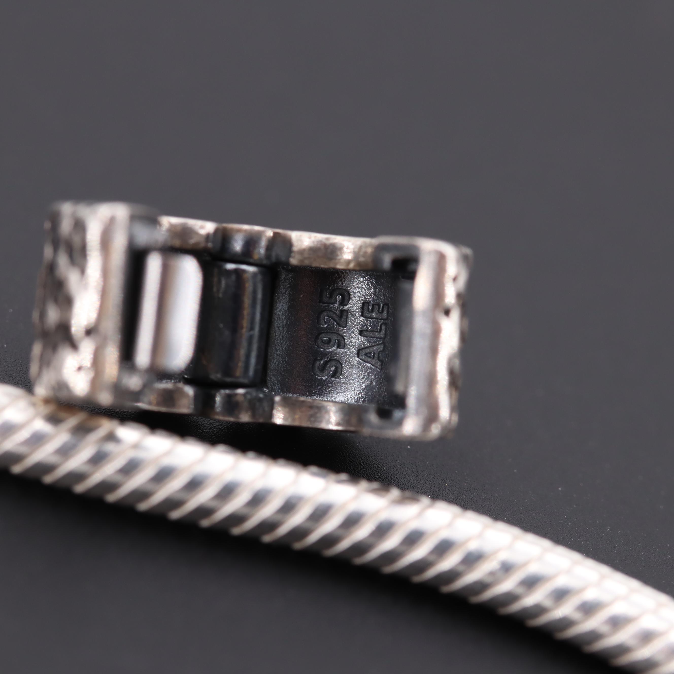 Pandora Sterling Silver Glass Bracelet with Clip