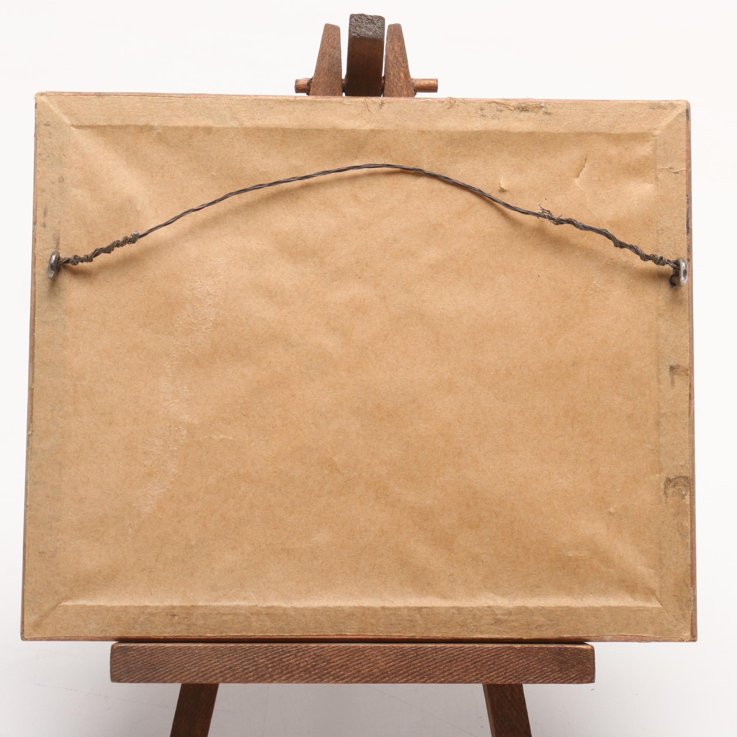 Frances Clark Brown Miniature Oil Painting of Covered Bridge