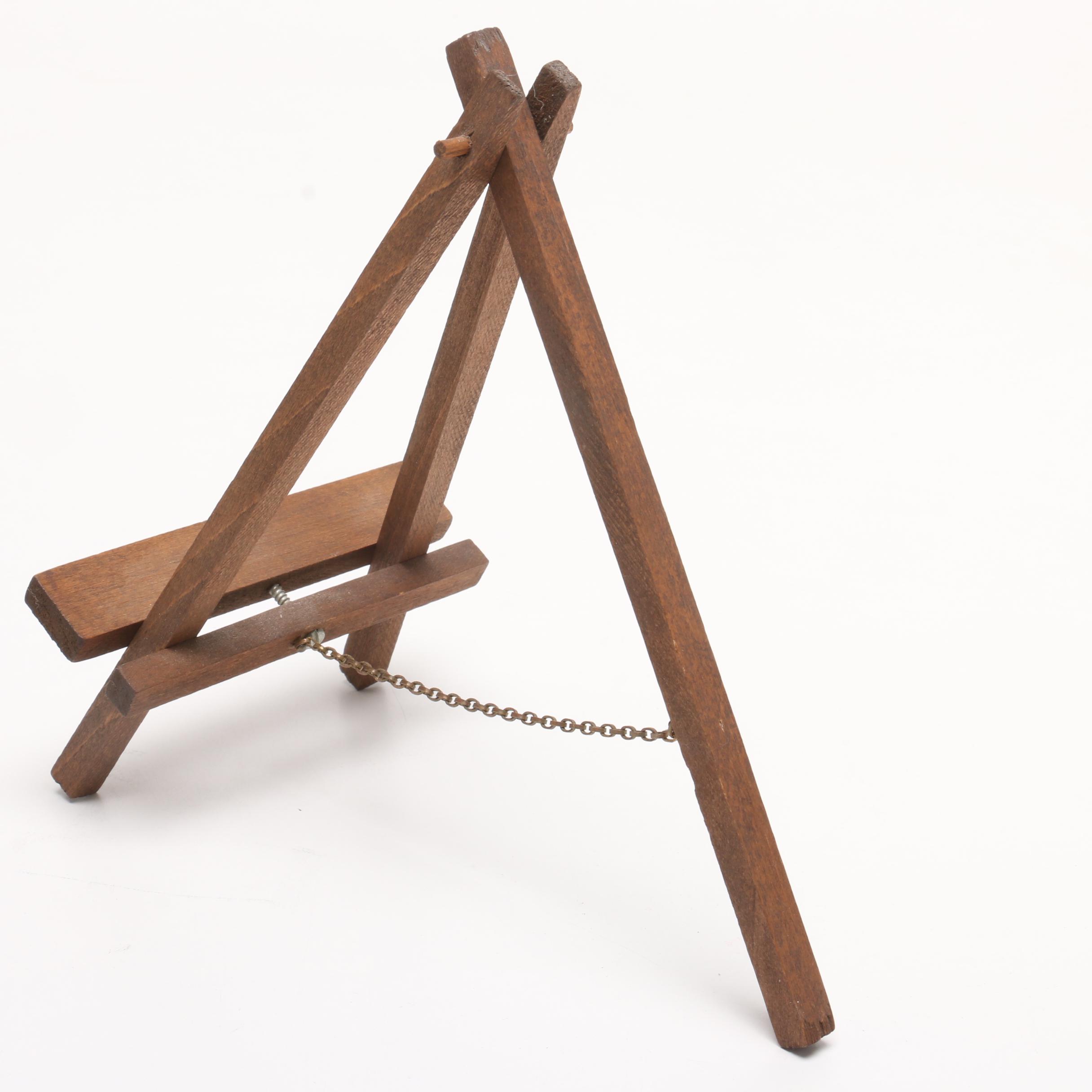 Frances Clark Brown Miniature Oil Painting of Covered Bridge