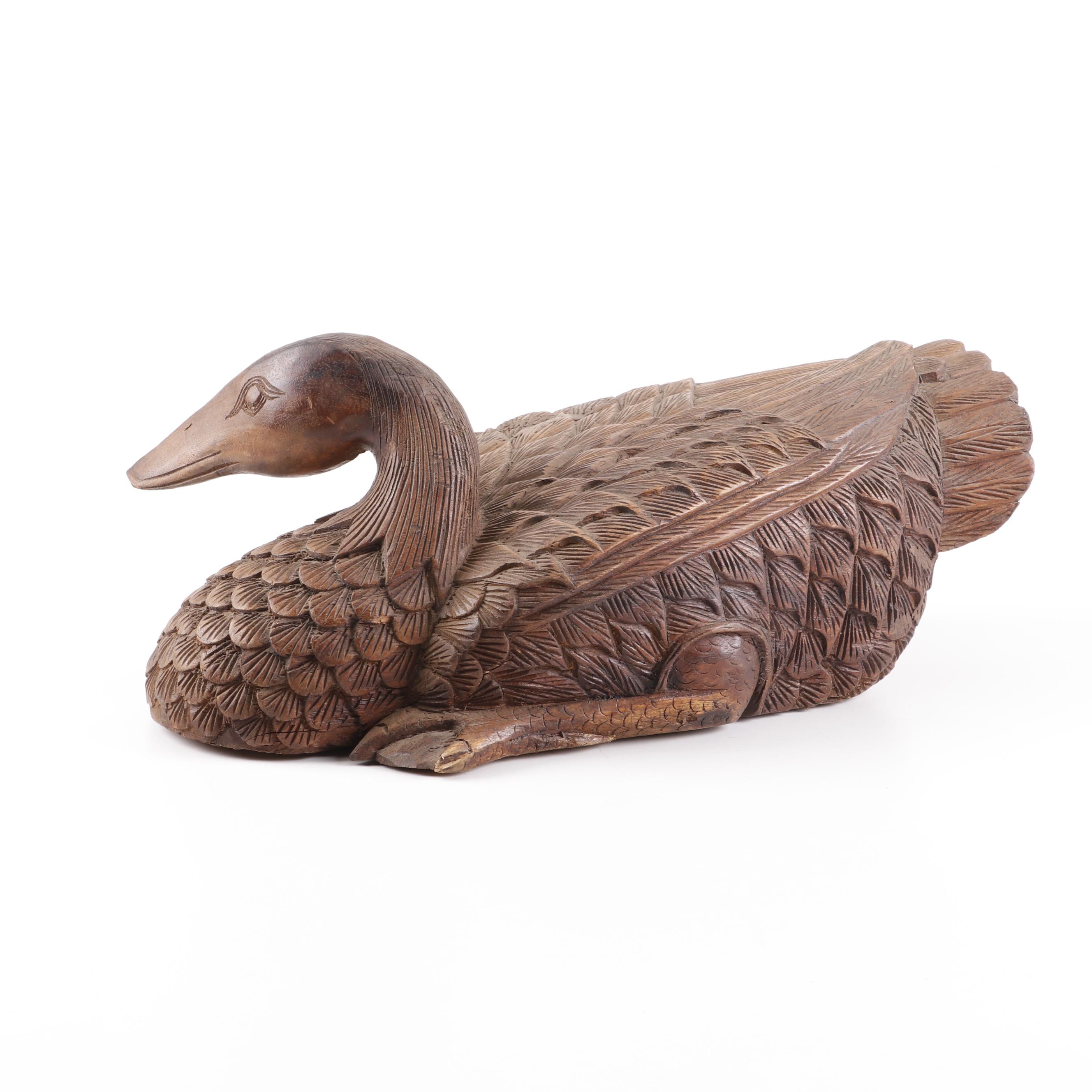 Hand Carved Teak Duck