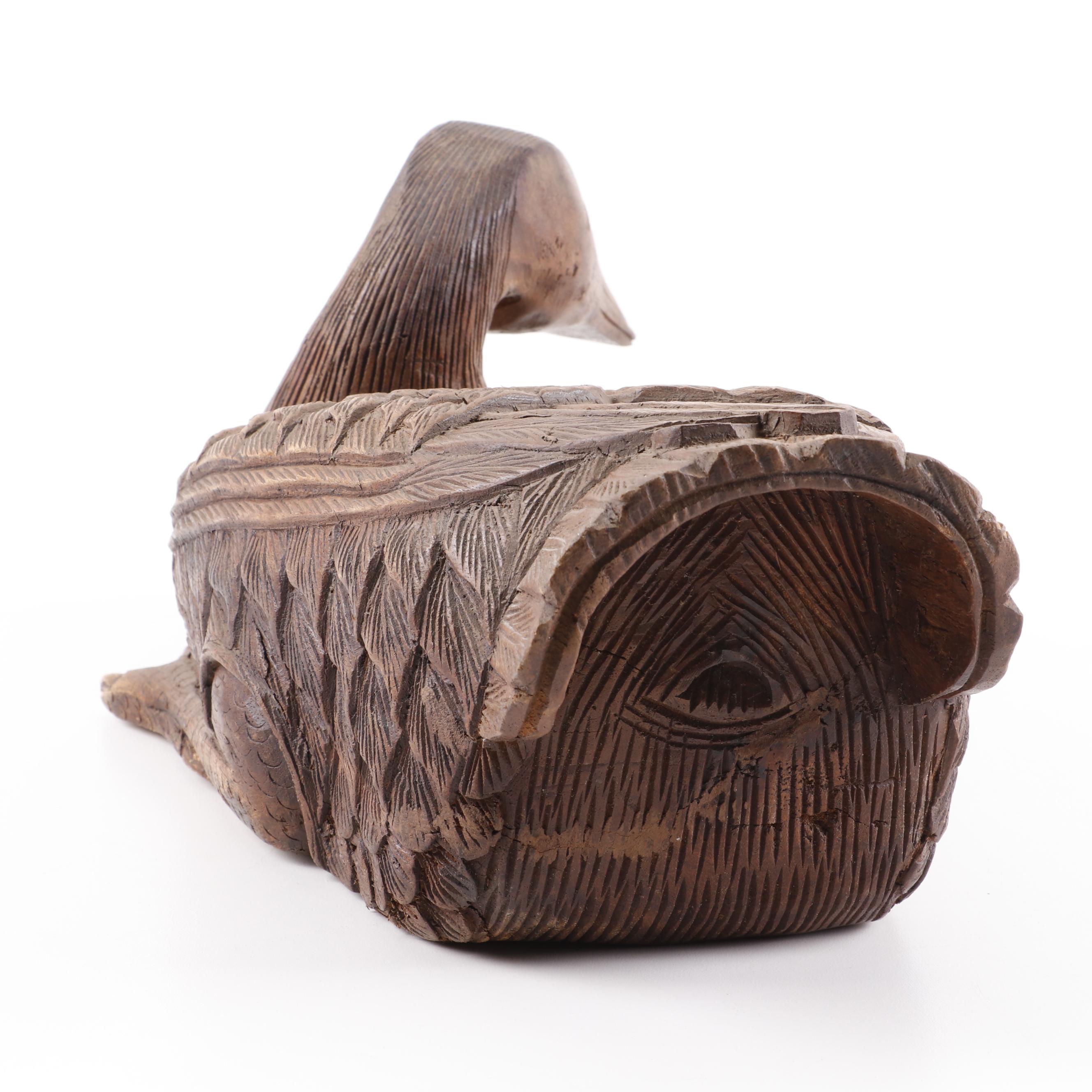 Hand Carved Teak Duck