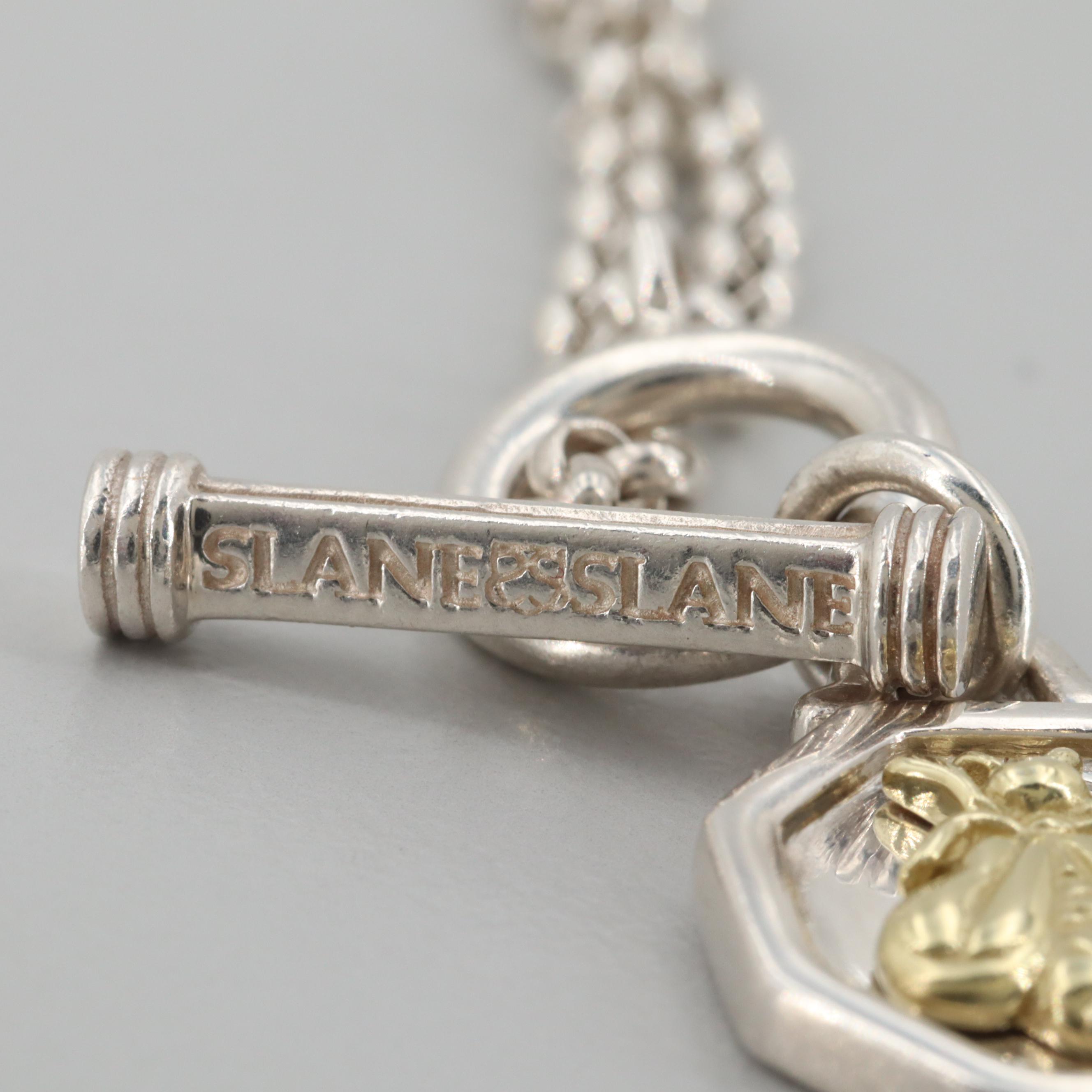 Slane Sterling Silver Toggle Necklace with 18K Yellow Gold Bee Accent