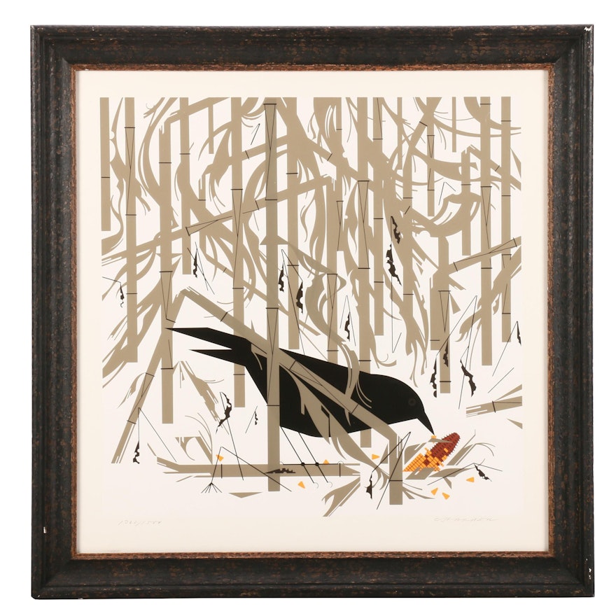 Charley Harper Serigraph "Crow in the Snow"