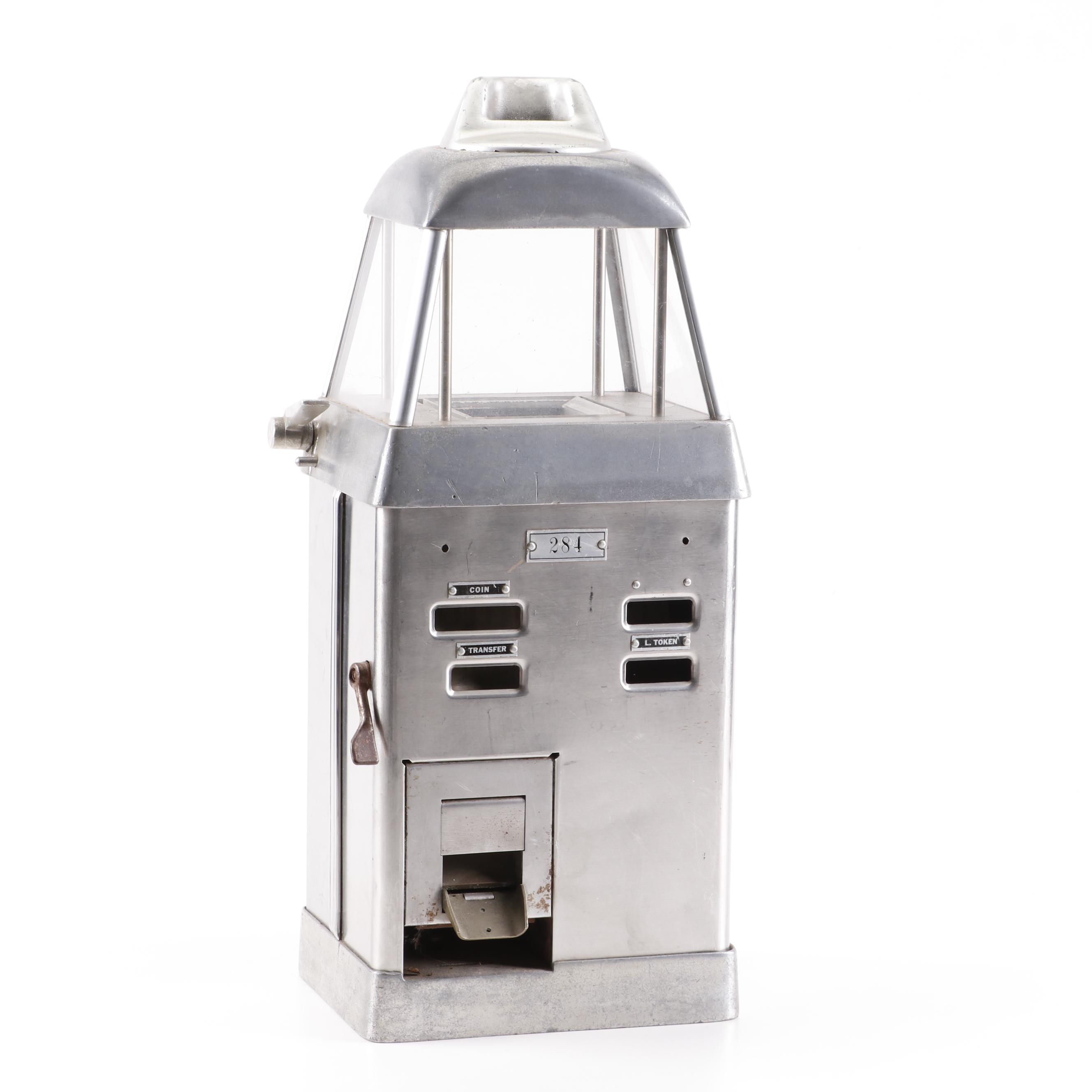 Johnson Fare Box Company Metal Fare Collection and Coin Auditing Bank, Vintage