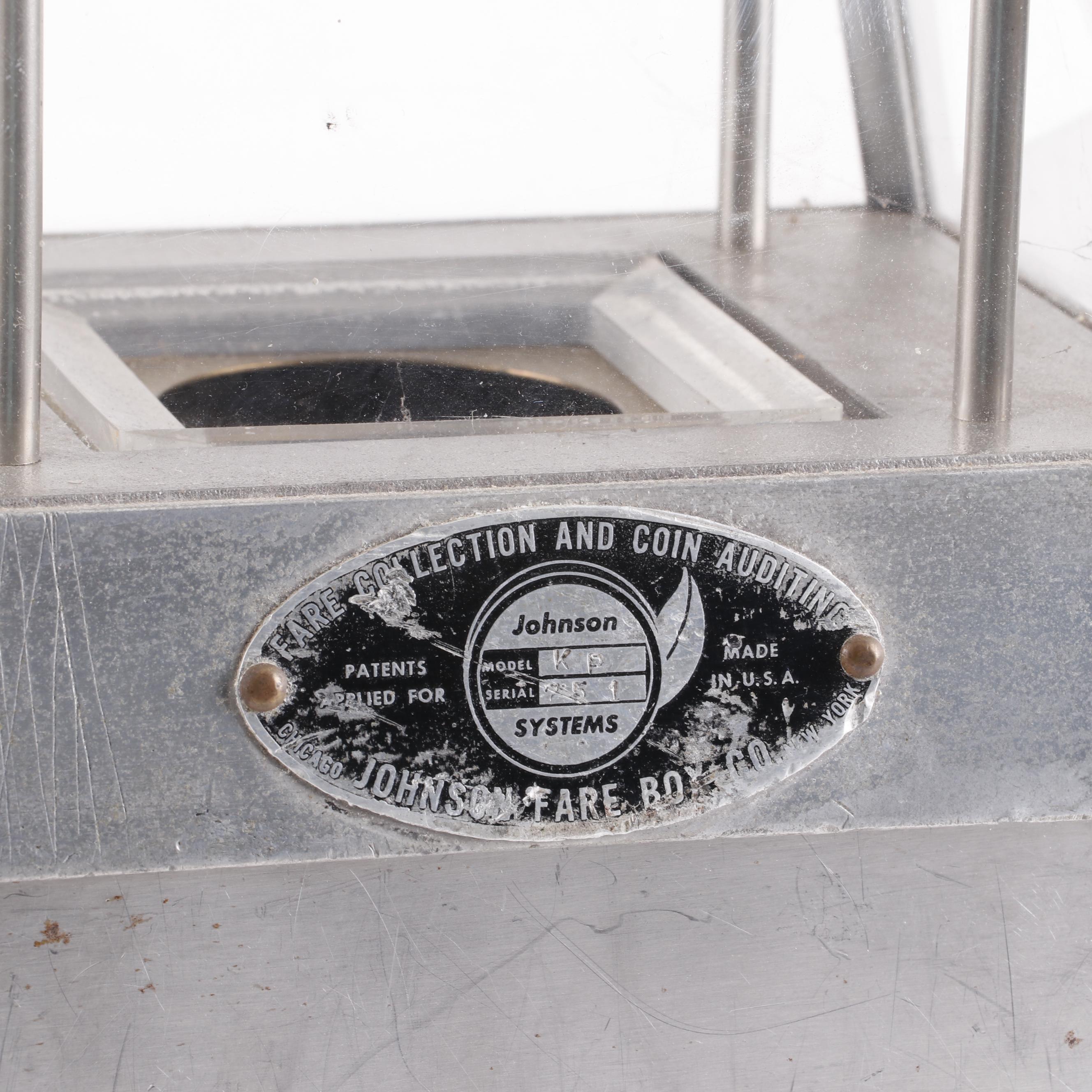 Johnson Fare Box Company Metal Fare Collection and Coin Auditing Bank, Vintage