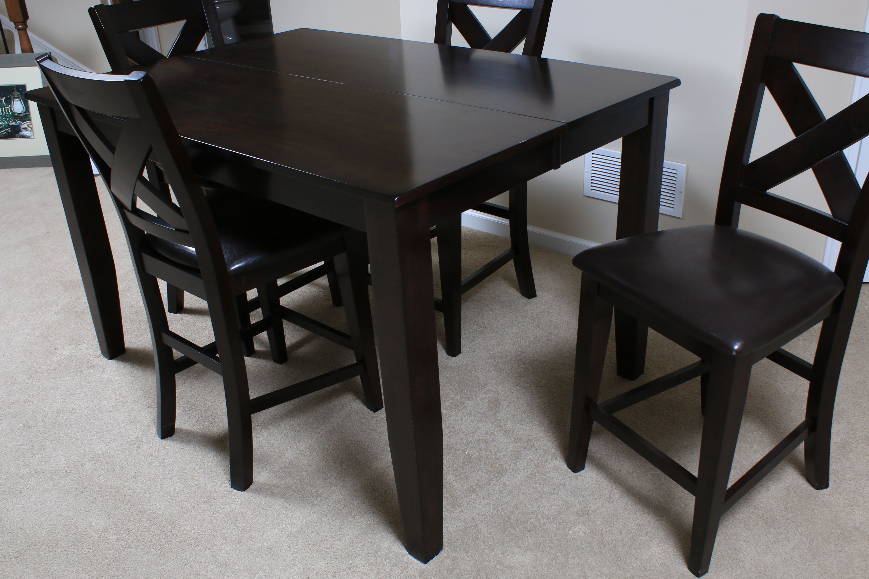 Contemporary Wooden High Top Dining Set with Table and Four Chairs