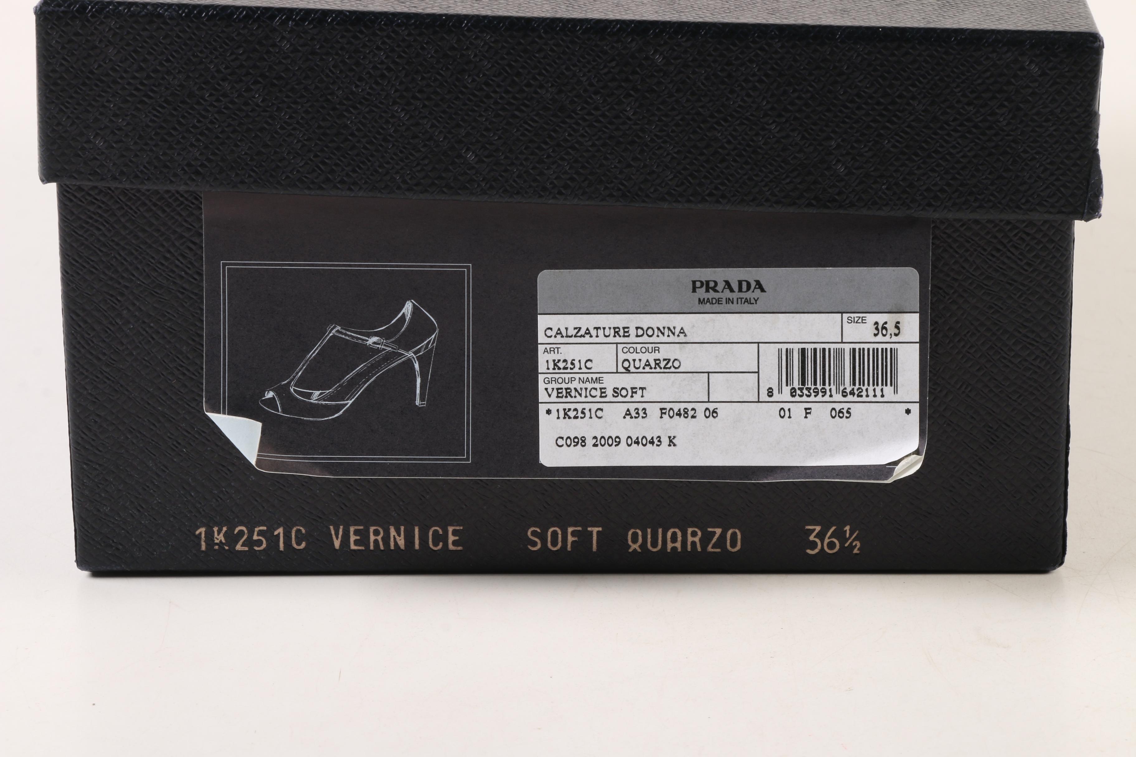 Prada T-Strap d'Orsay 1K251C Heels in Beige Patent Leather