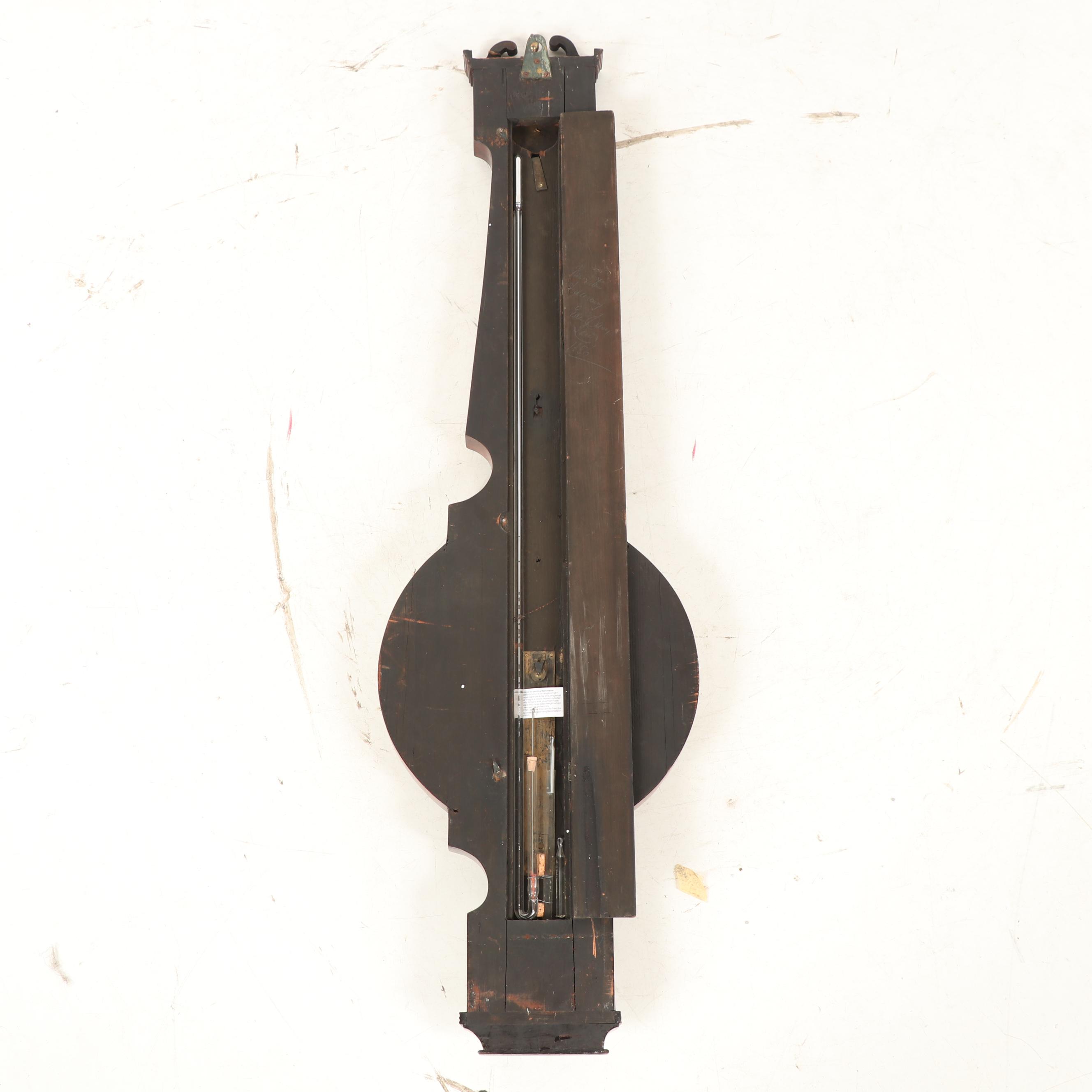 J Hepper Leeds Banjo Barometer Weather Station with Mother-of-Pearl Inlay, 1840s