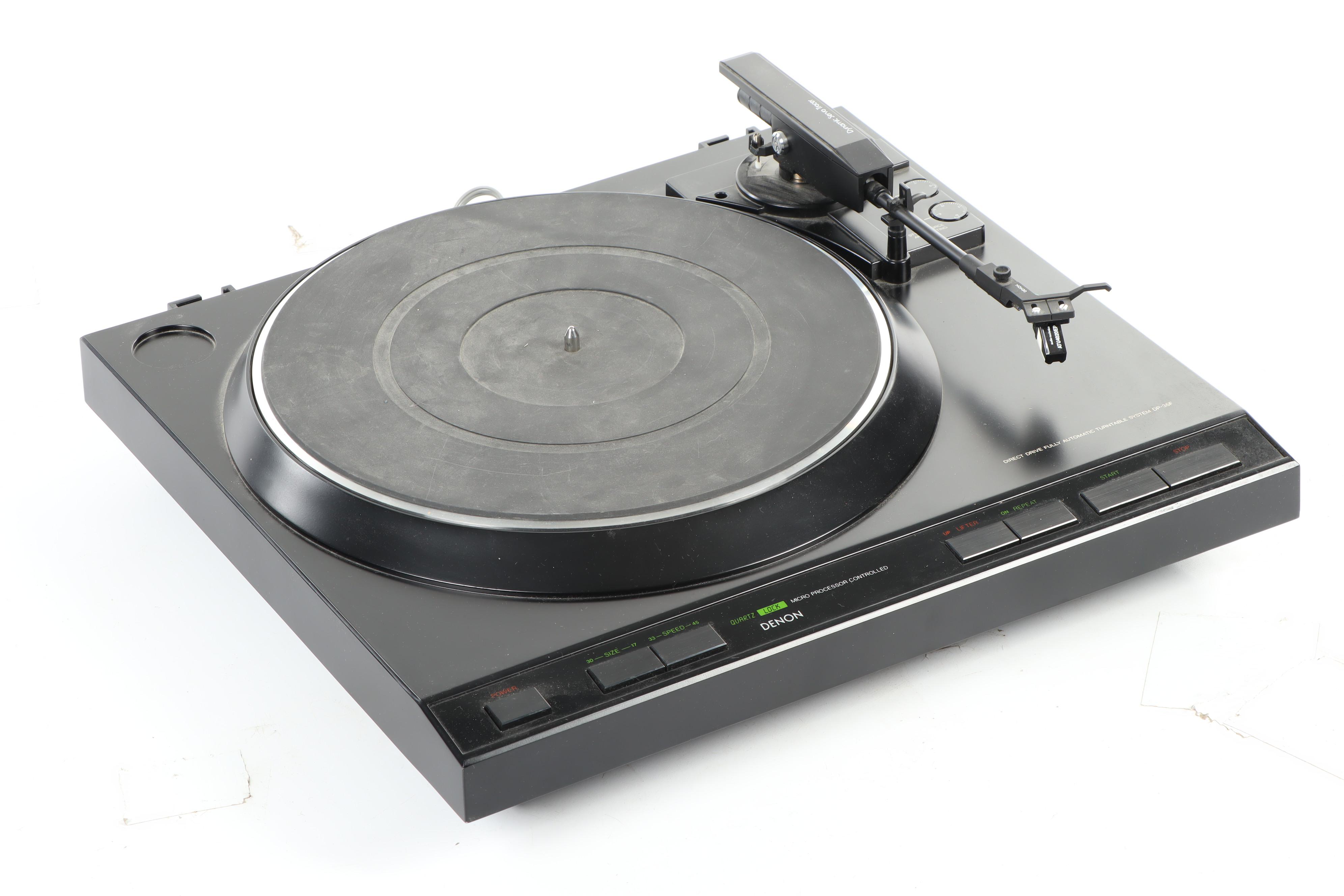 Denon Turntable with Collection of Records