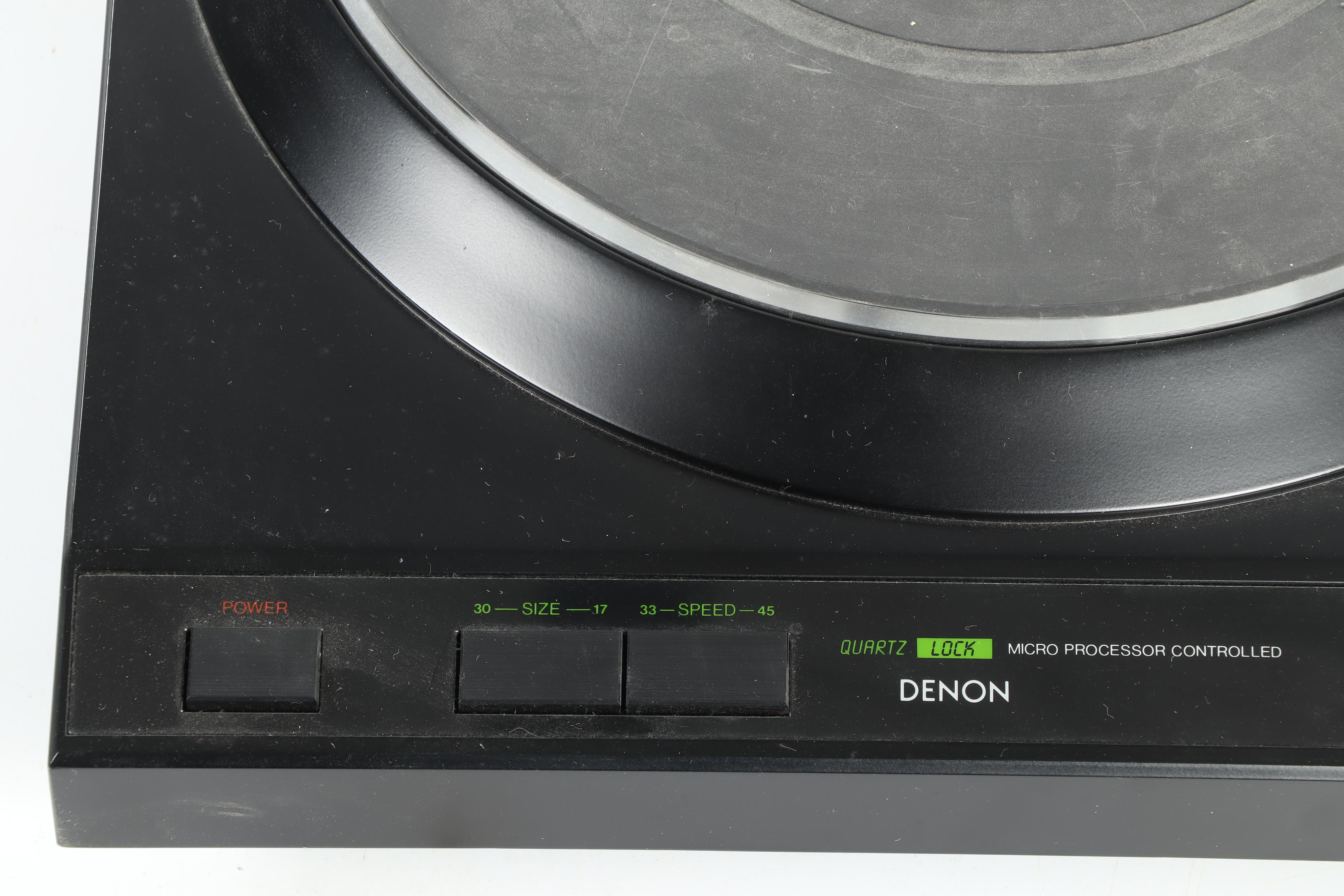 Denon Turntable with Collection of Records