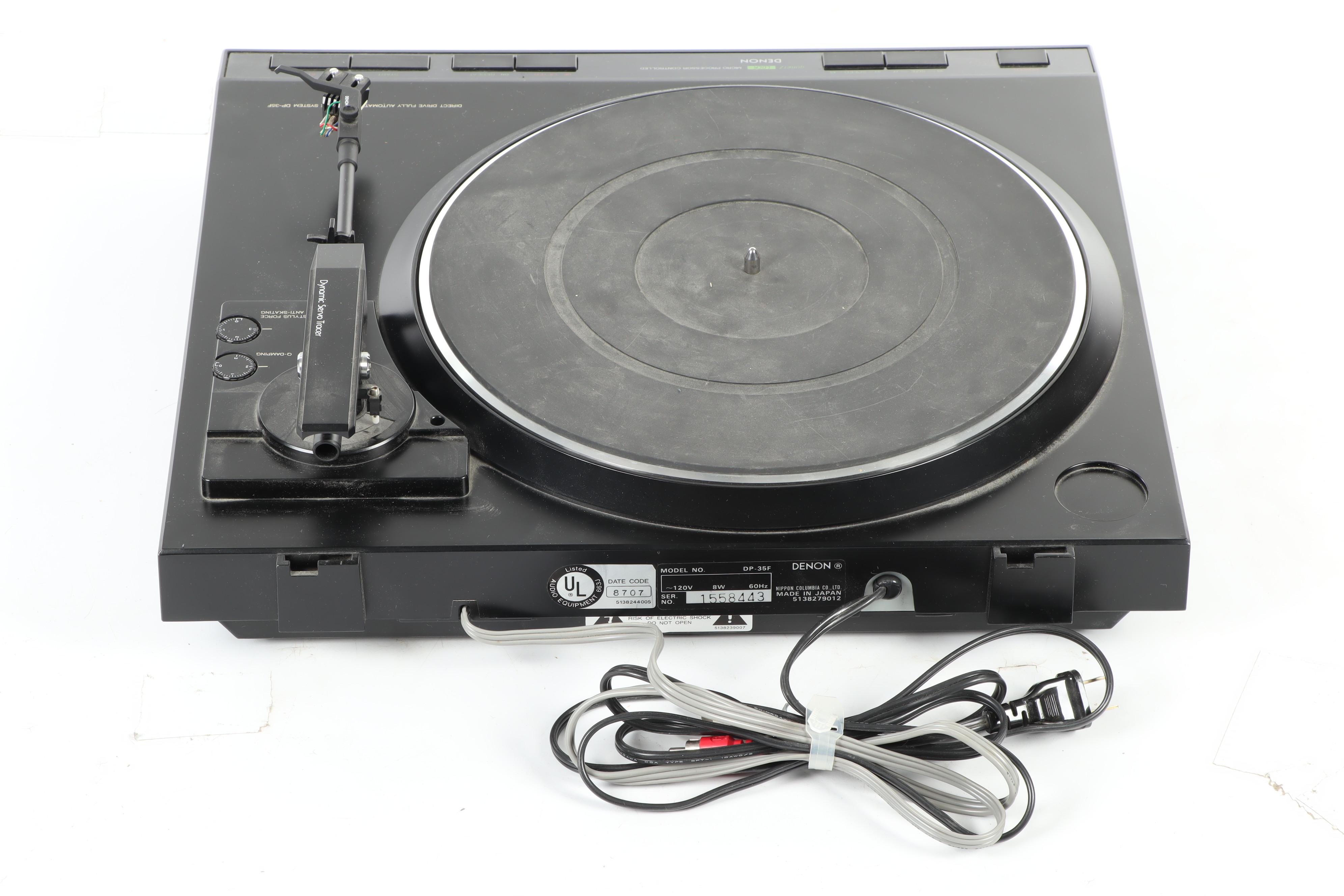 Denon Turntable with Collection of Records