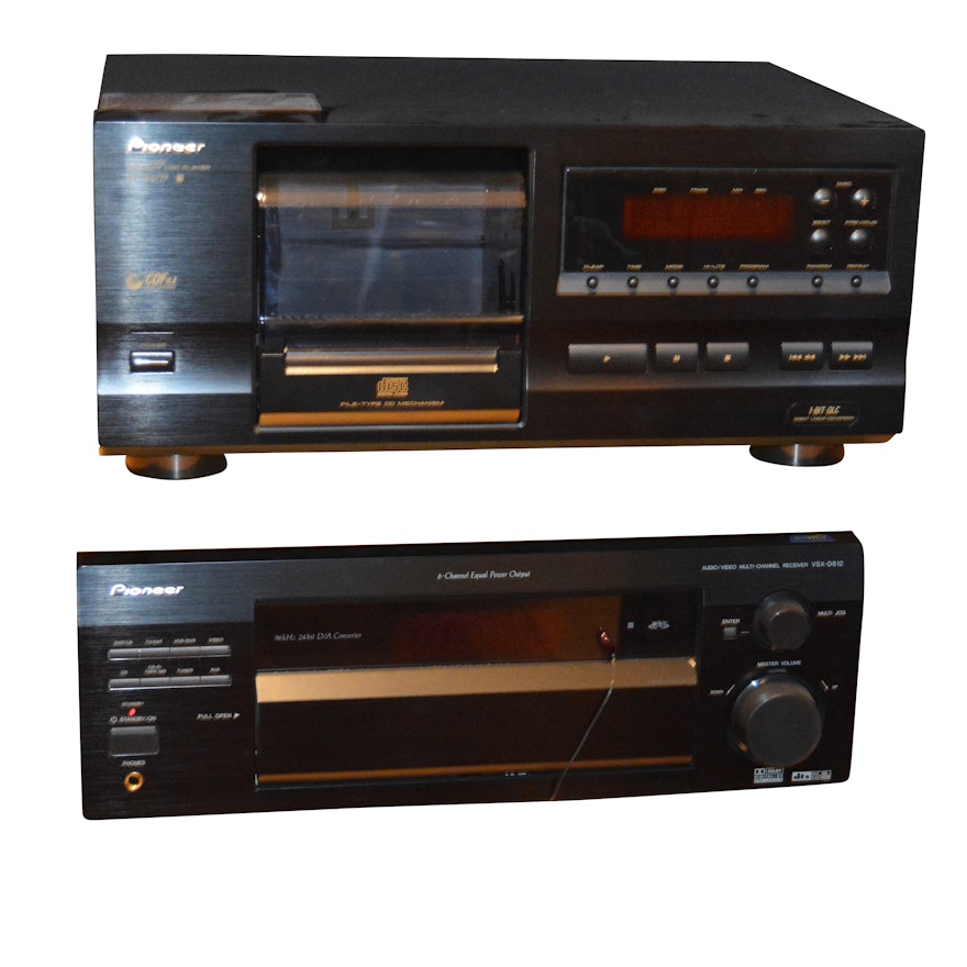 Pioneer 25 Disc CD Player, Pioneer Multi-Channel Receiver and Magnavox Player