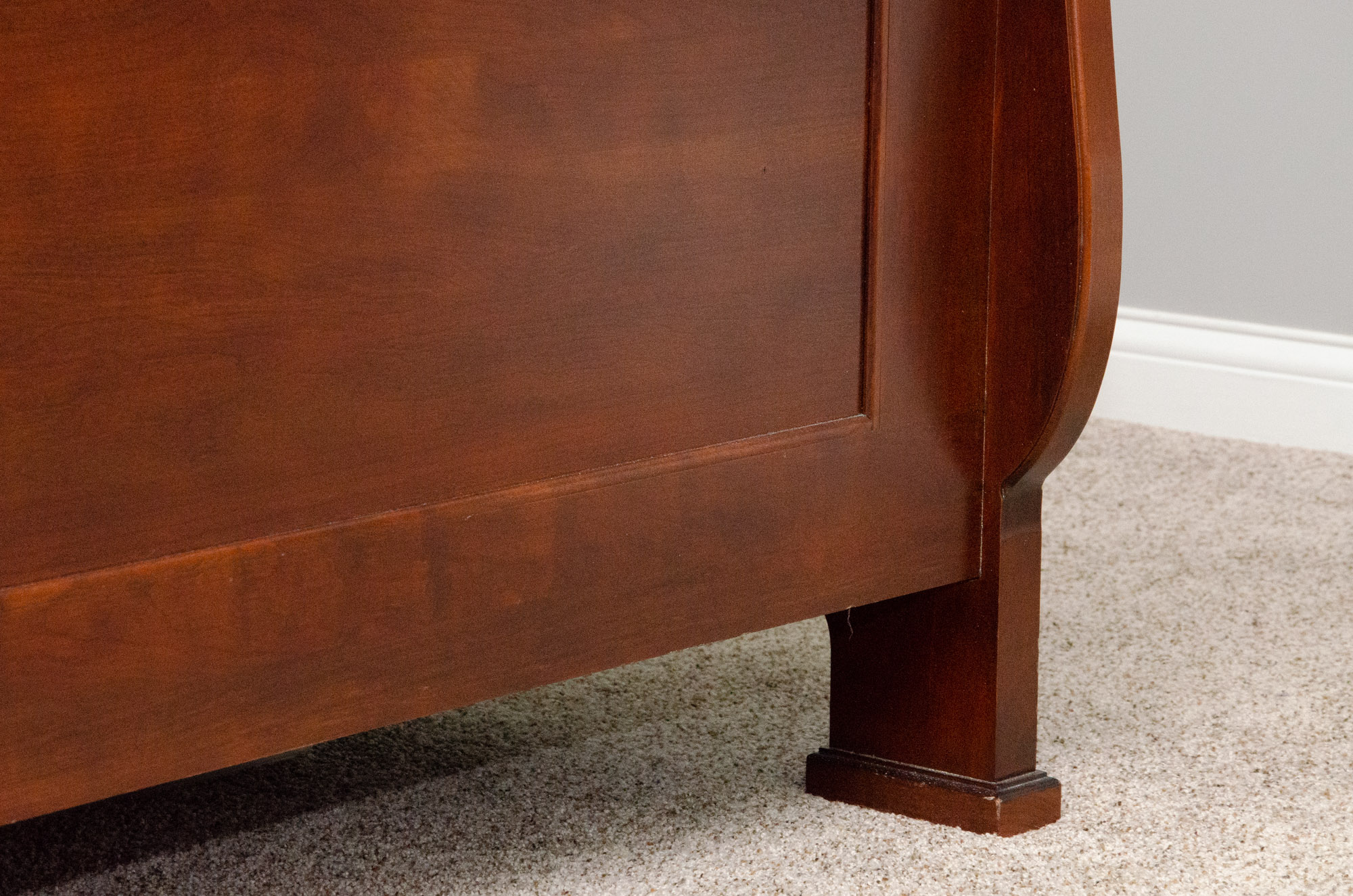 Contemporary Cherry King Size Sleigh Bed Frame