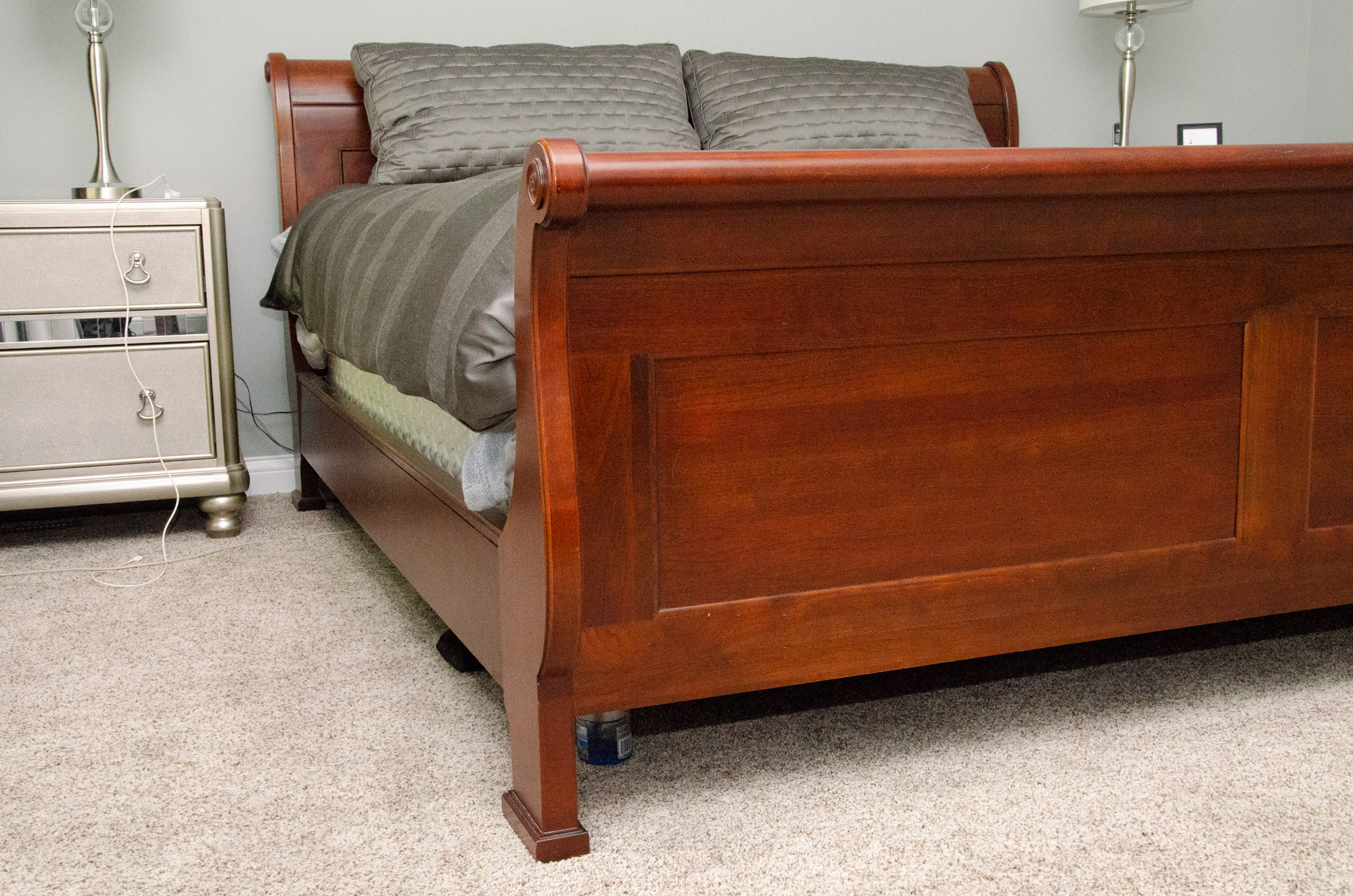 Contemporary Cherry King Size Sleigh Bed Frame