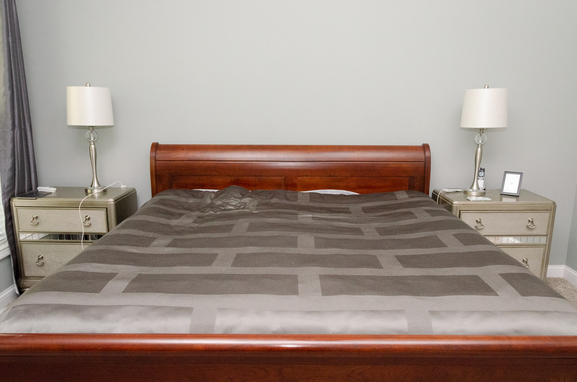 Contemporary Cherry King Size Sleigh Bed Frame