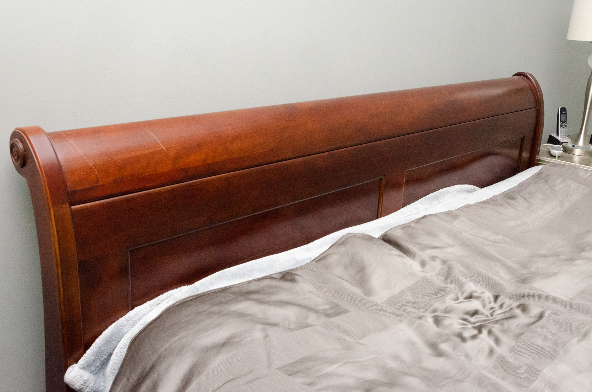 Contemporary Cherry King Size Sleigh Bed Frame