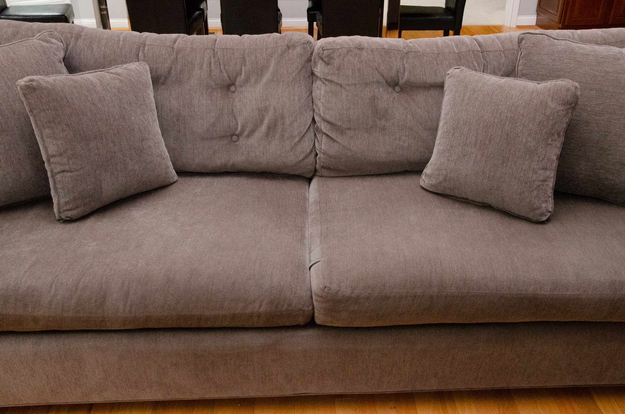Modern Chenille Upholstered Sofa with Decorative Pillows