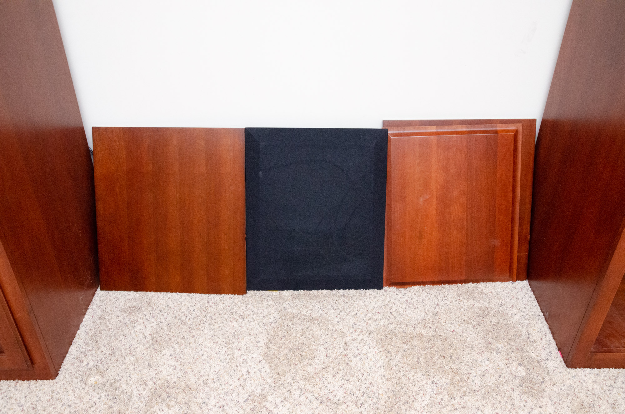 Transitional Style Cherry-Finish Entertainment Center with Glass Doors