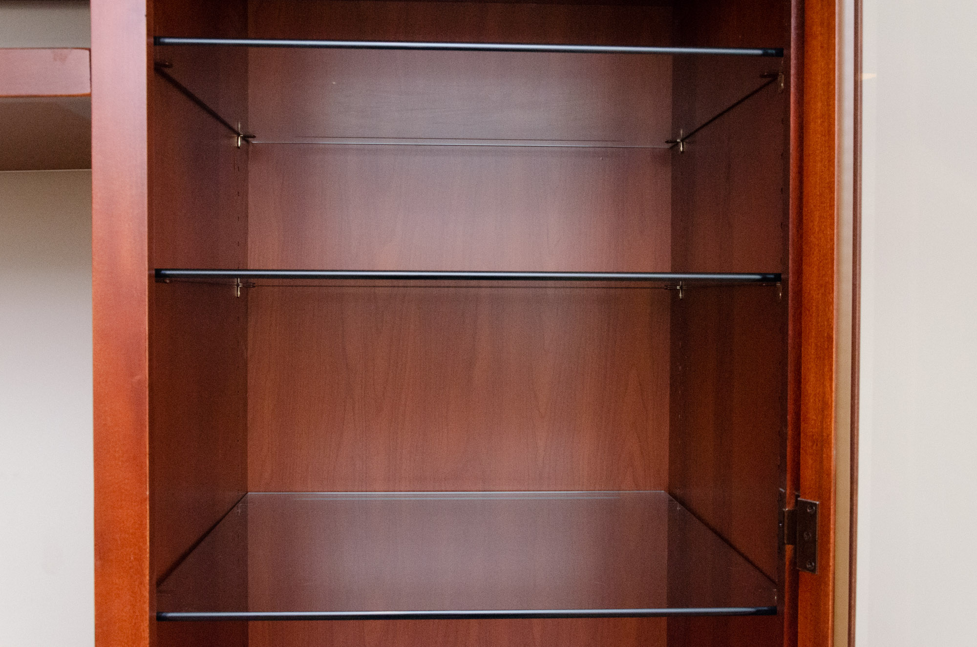 Transitional Style Cherry-Finish Entertainment Center with Glass Doors