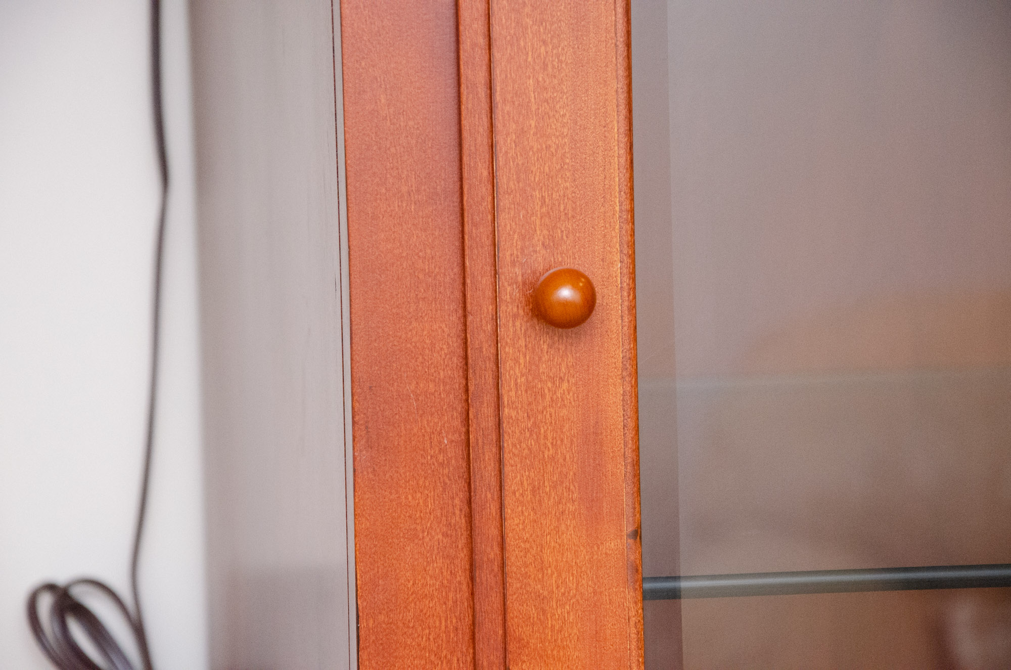 Transitional Style Cherry-Finish Entertainment Center with Glass Doors