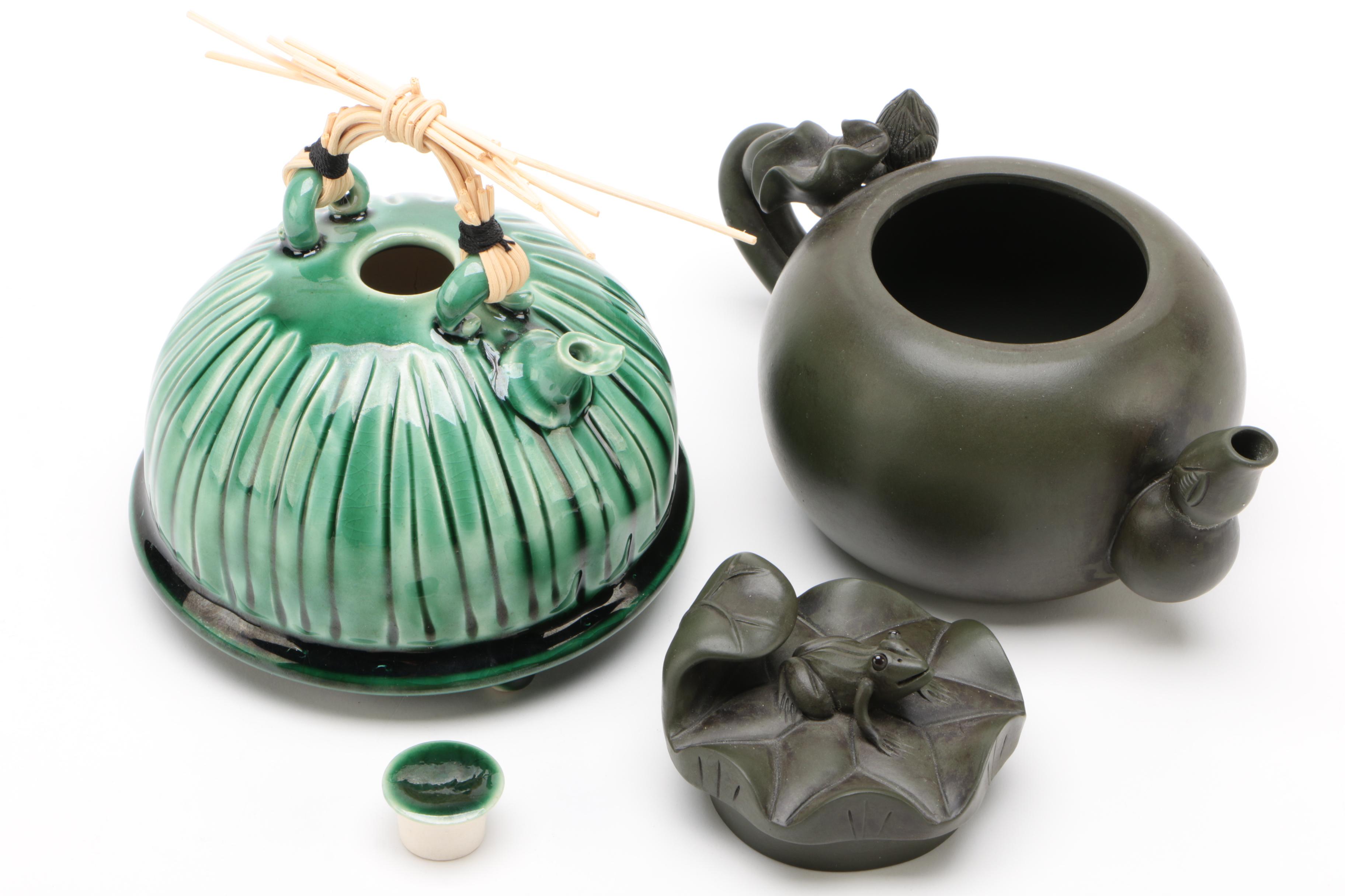 Fong Choo Miniature Tea Pot with Figural Chinese Teapots