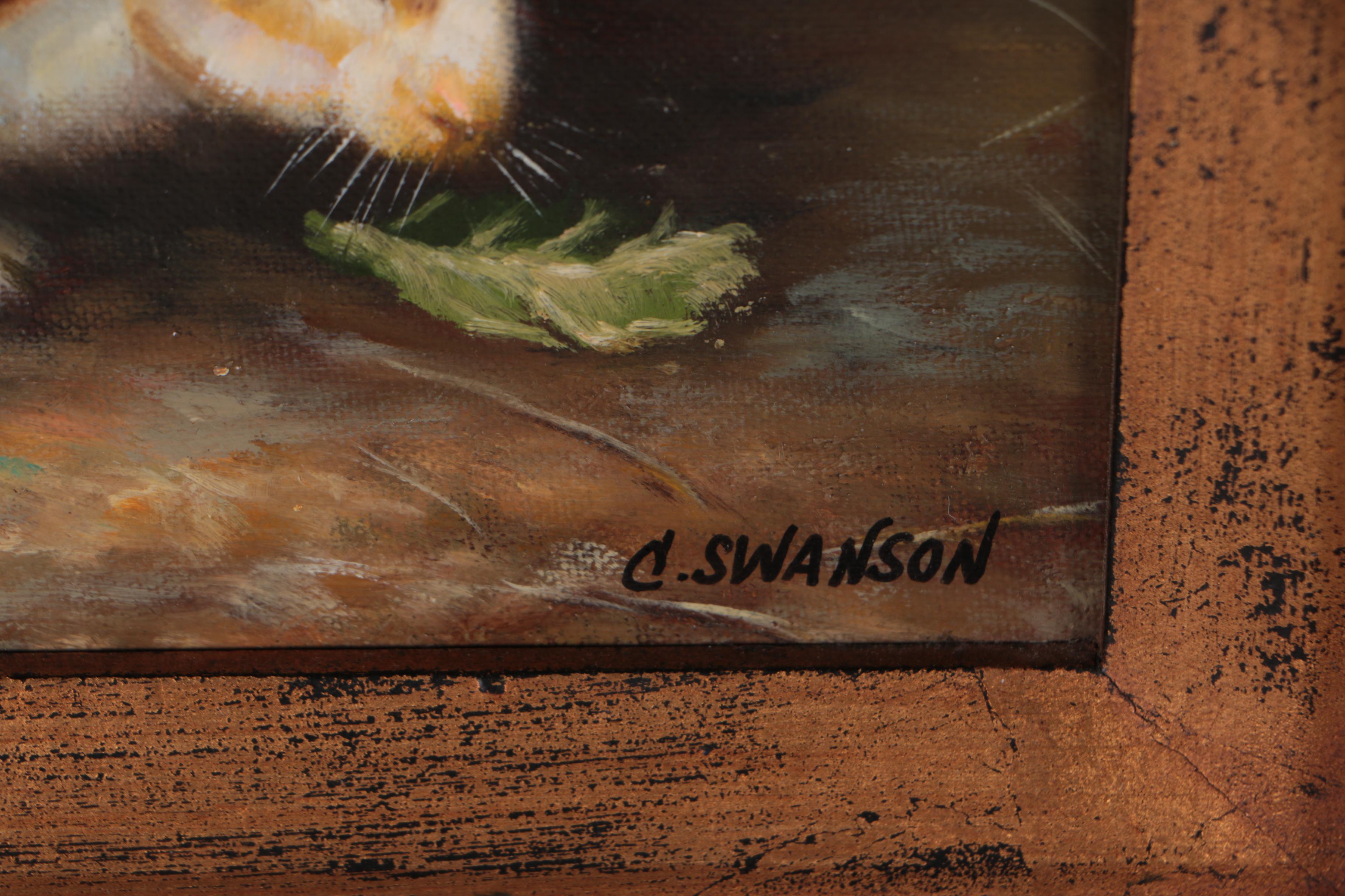 C. Swanson Oil Painting of Rabbits