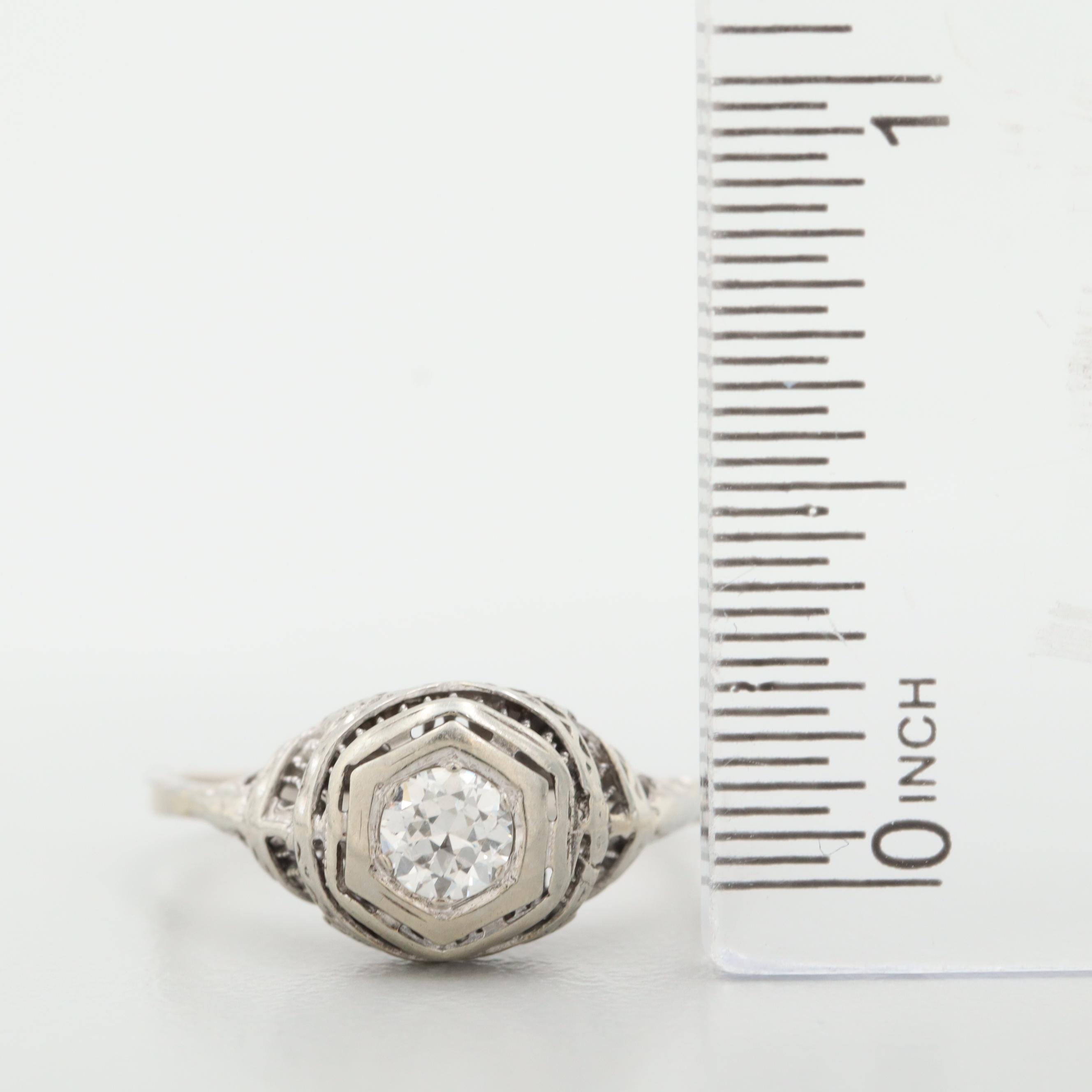 Vintage 14K White Gold Diamond Ring