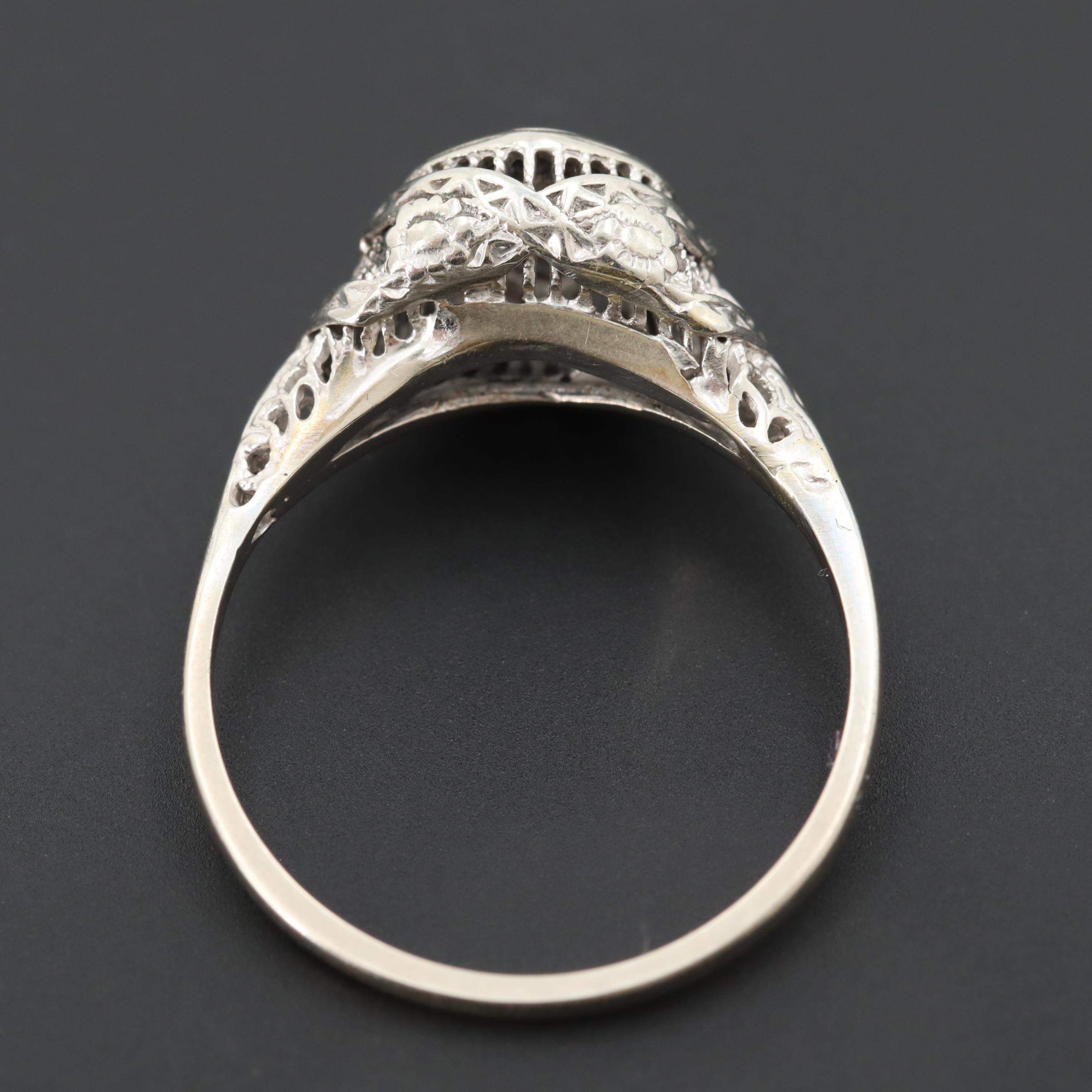 Vintage 14K White Gold Diamond Ring