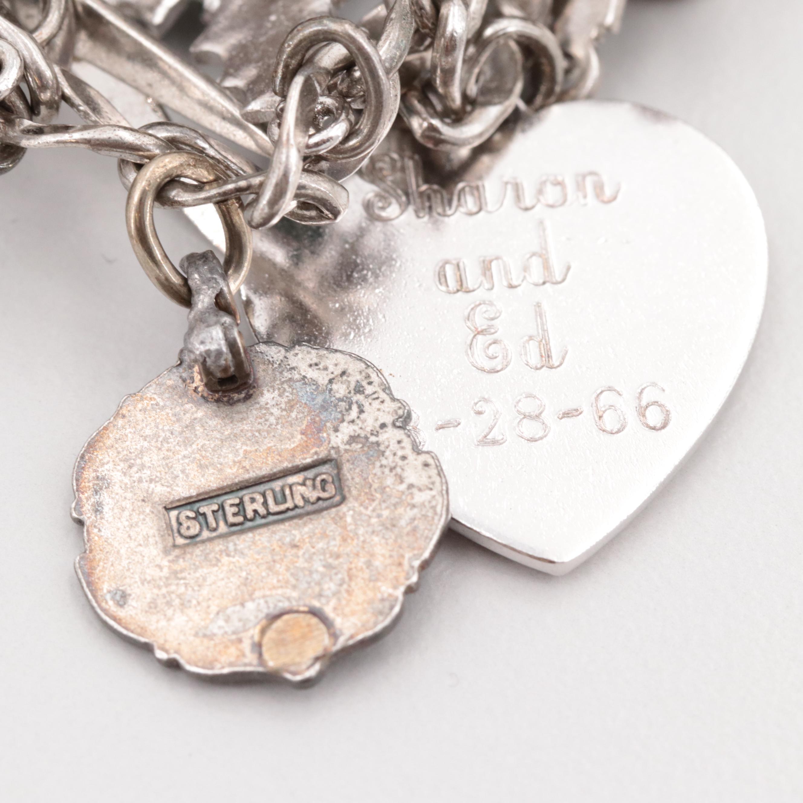 Carlart Sterling Charm Bracelet with Japanese 10-Yen and Greek 10-Lepta Coin