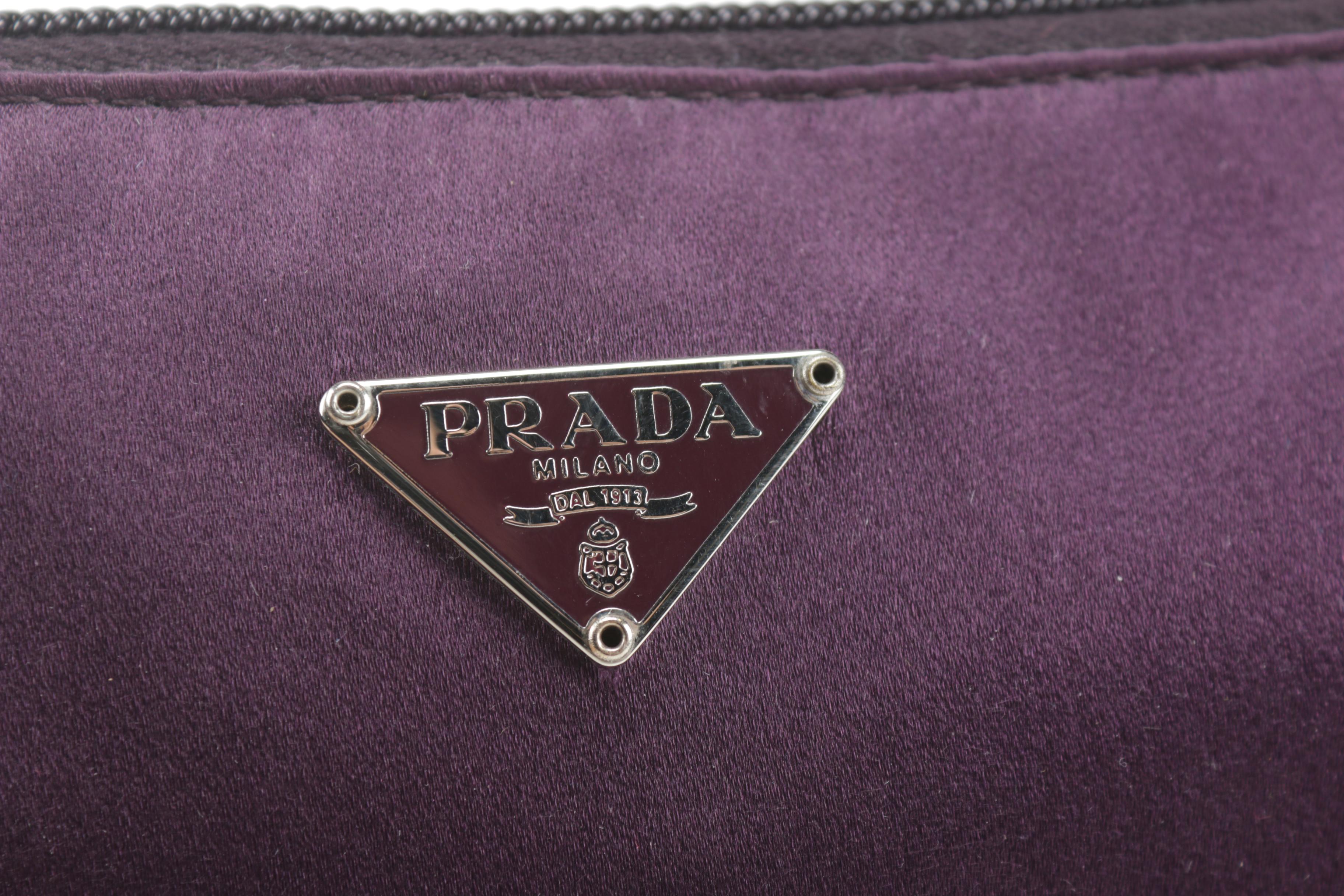 Prada Purple Satin Zipper Pouch