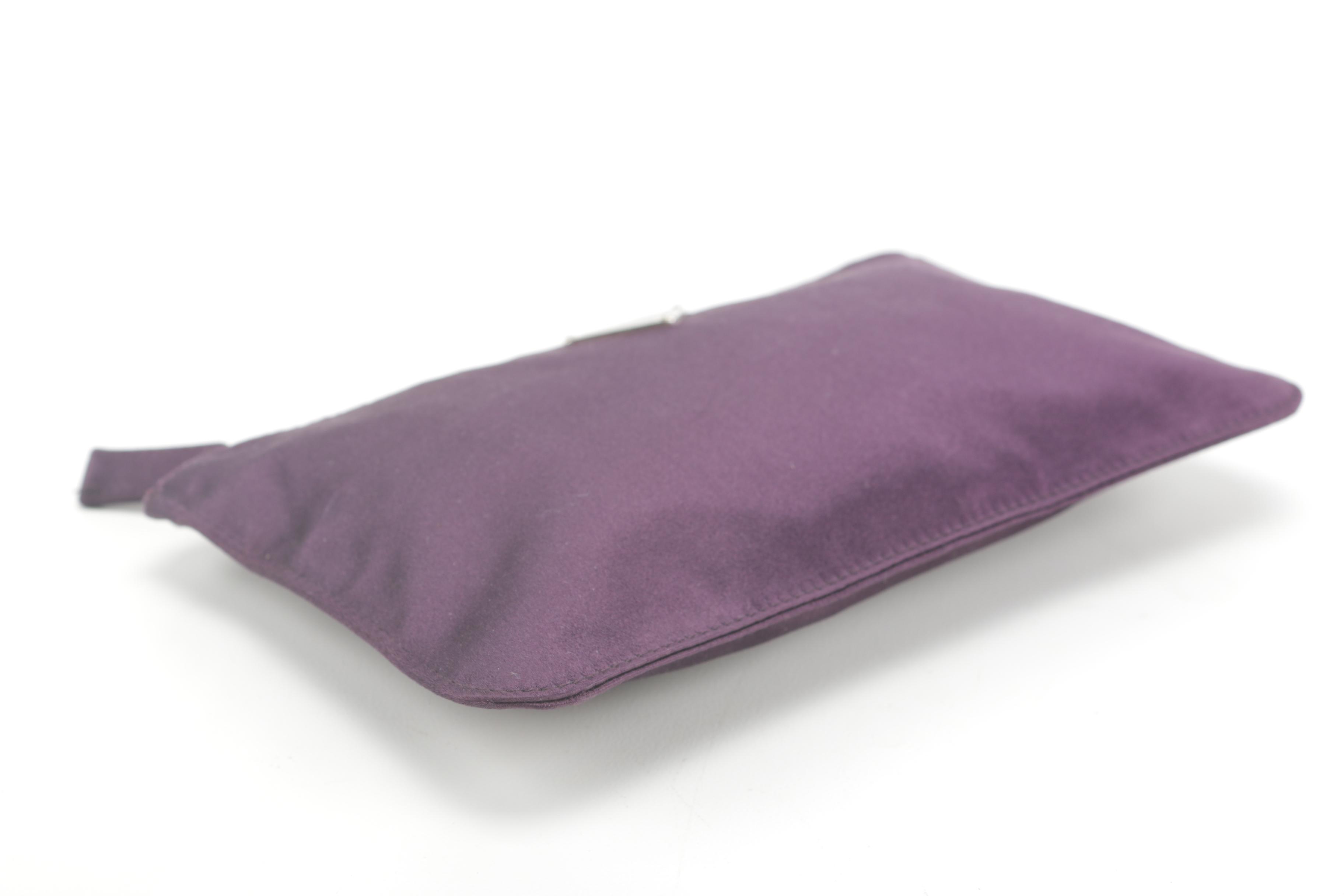 Prada Purple Satin Zipper Pouch