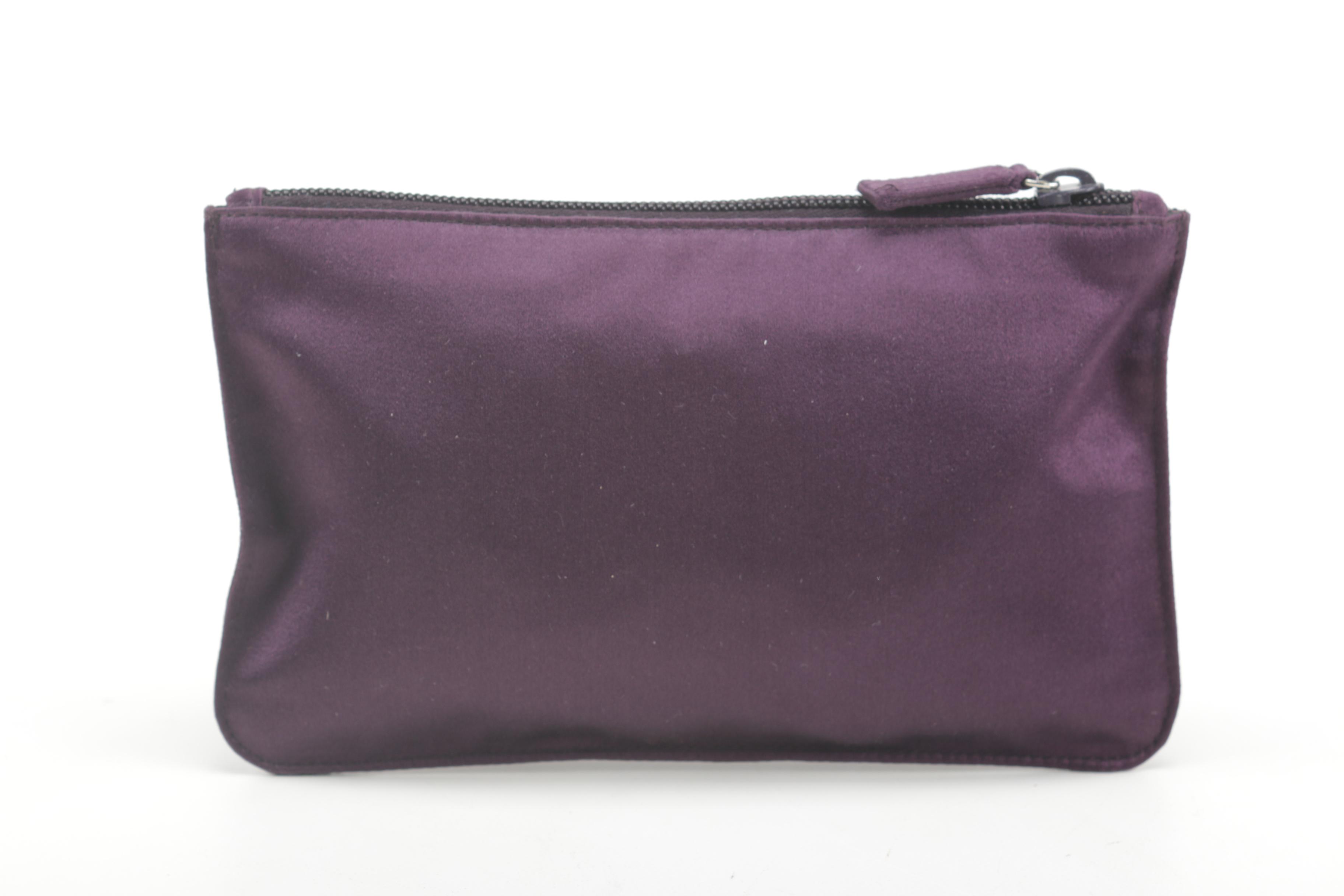 Prada Purple Satin Zipper Pouch