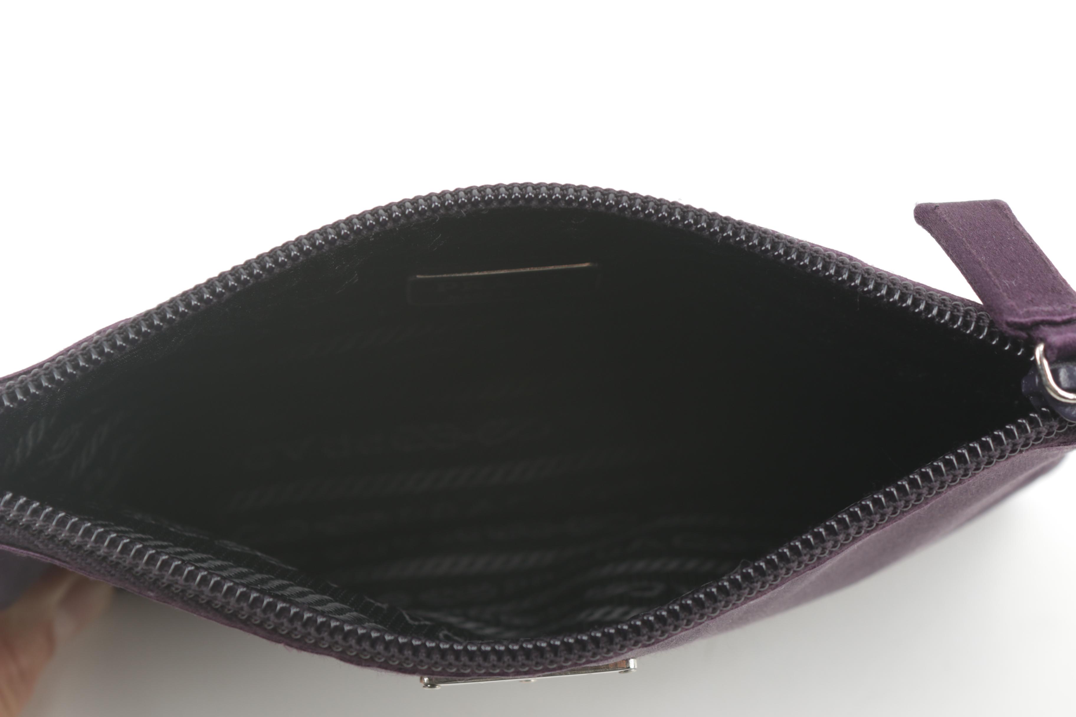 Prada Purple Satin Zipper Pouch