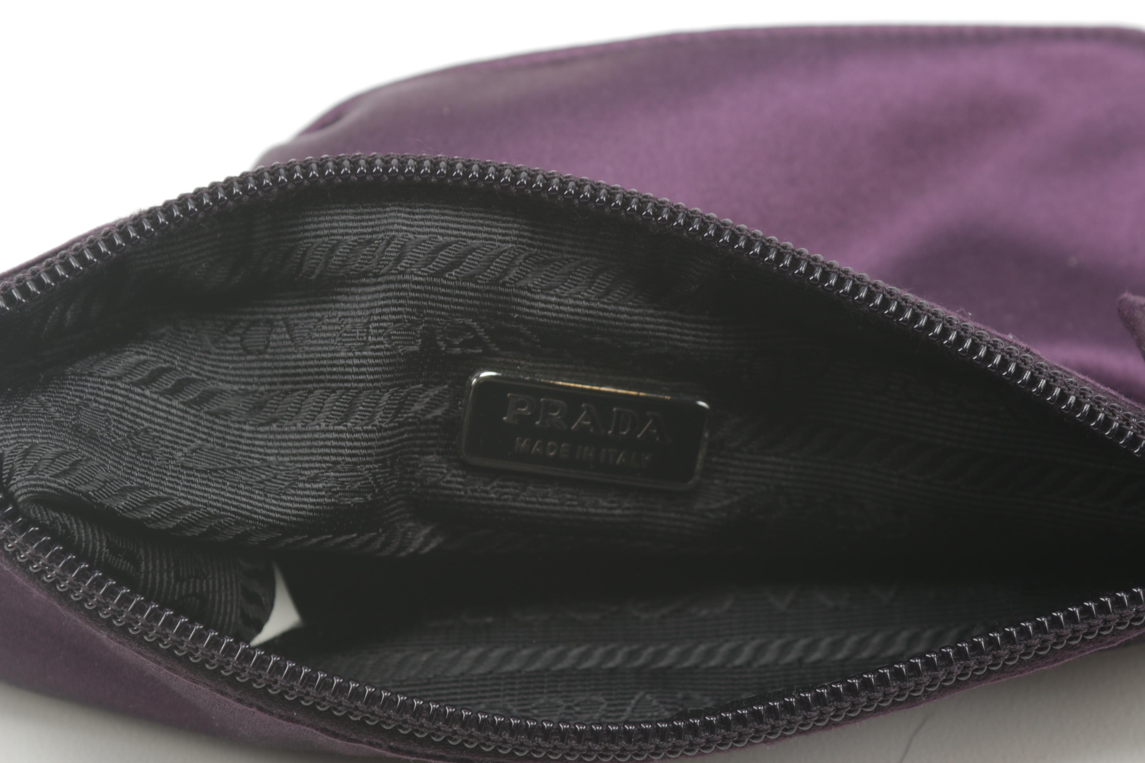 Prada Purple Satin Zipper Pouch