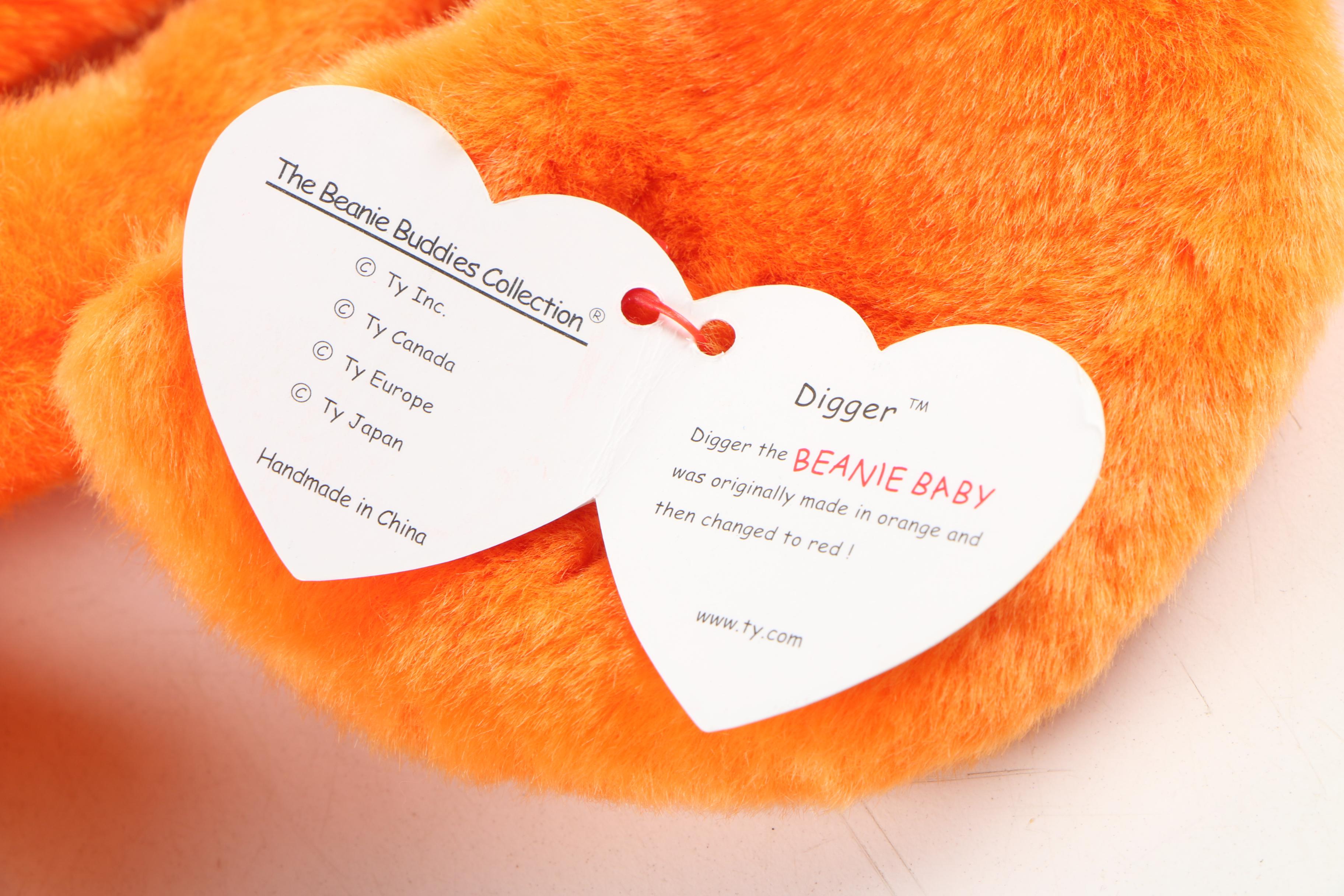 Ty Beanie Buddy Stuffed Toys featuring "Digger" and "Inch"