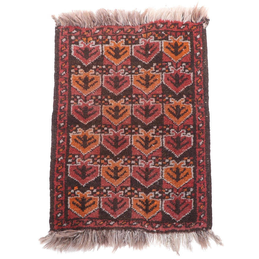 Hand-Knotted Persian Wool Bag Face or Mat