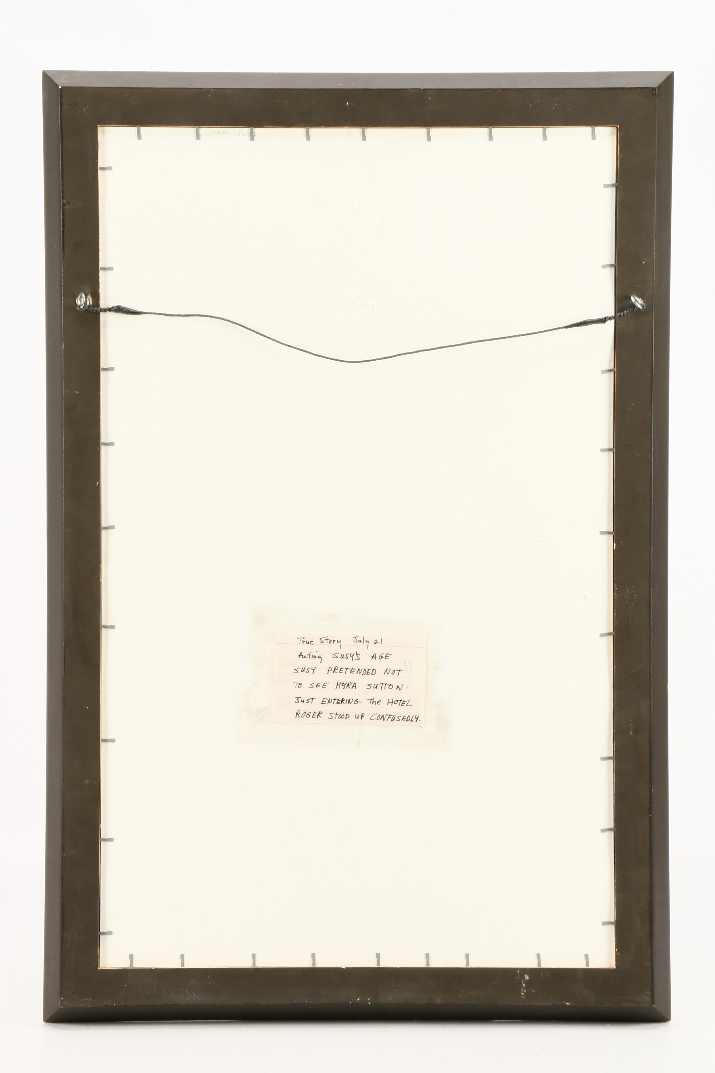 John Haelen Ink and Graphite Drawing of Narrative Scene