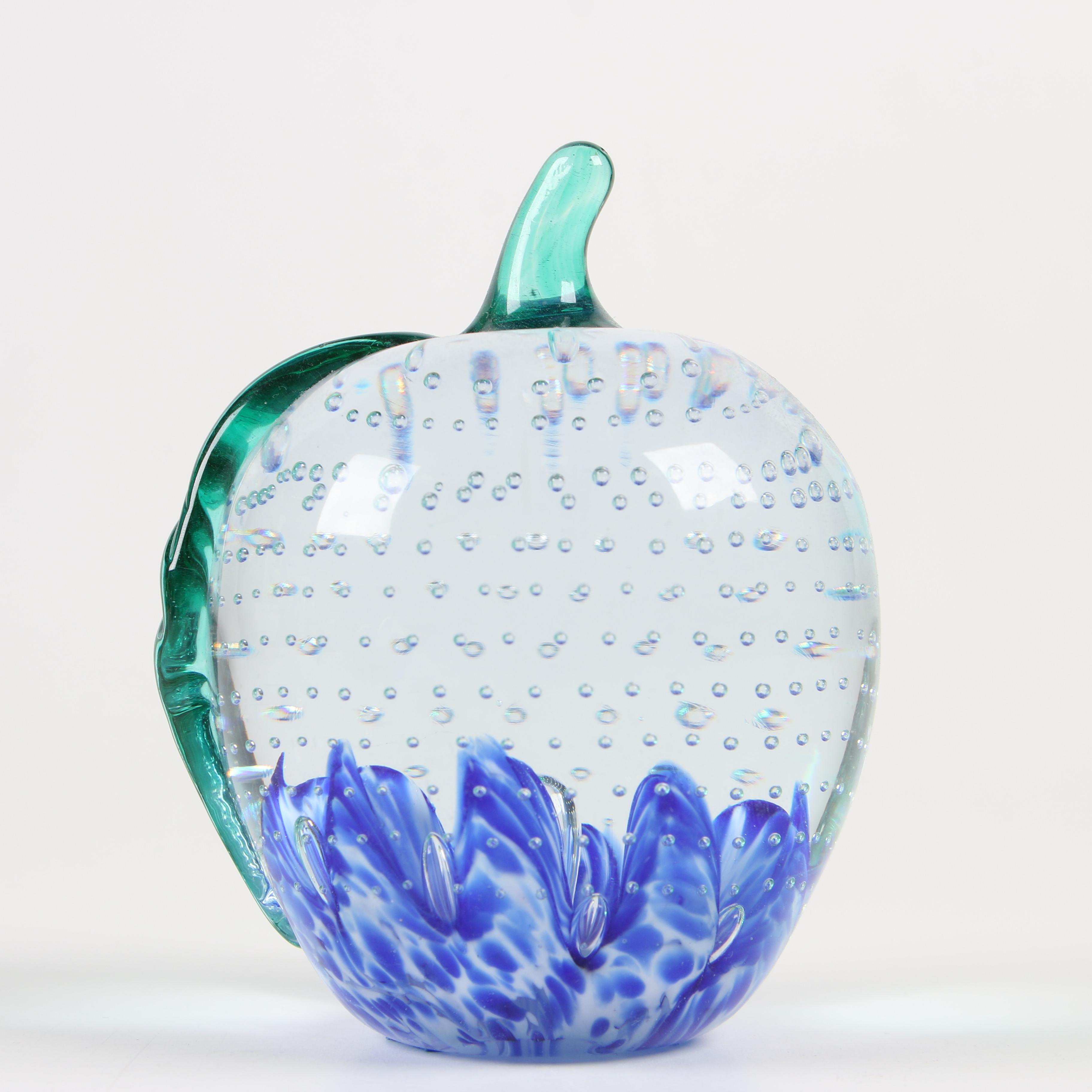 Gibson Art Glass Apple Paperweight with other Art Glass Paperweights