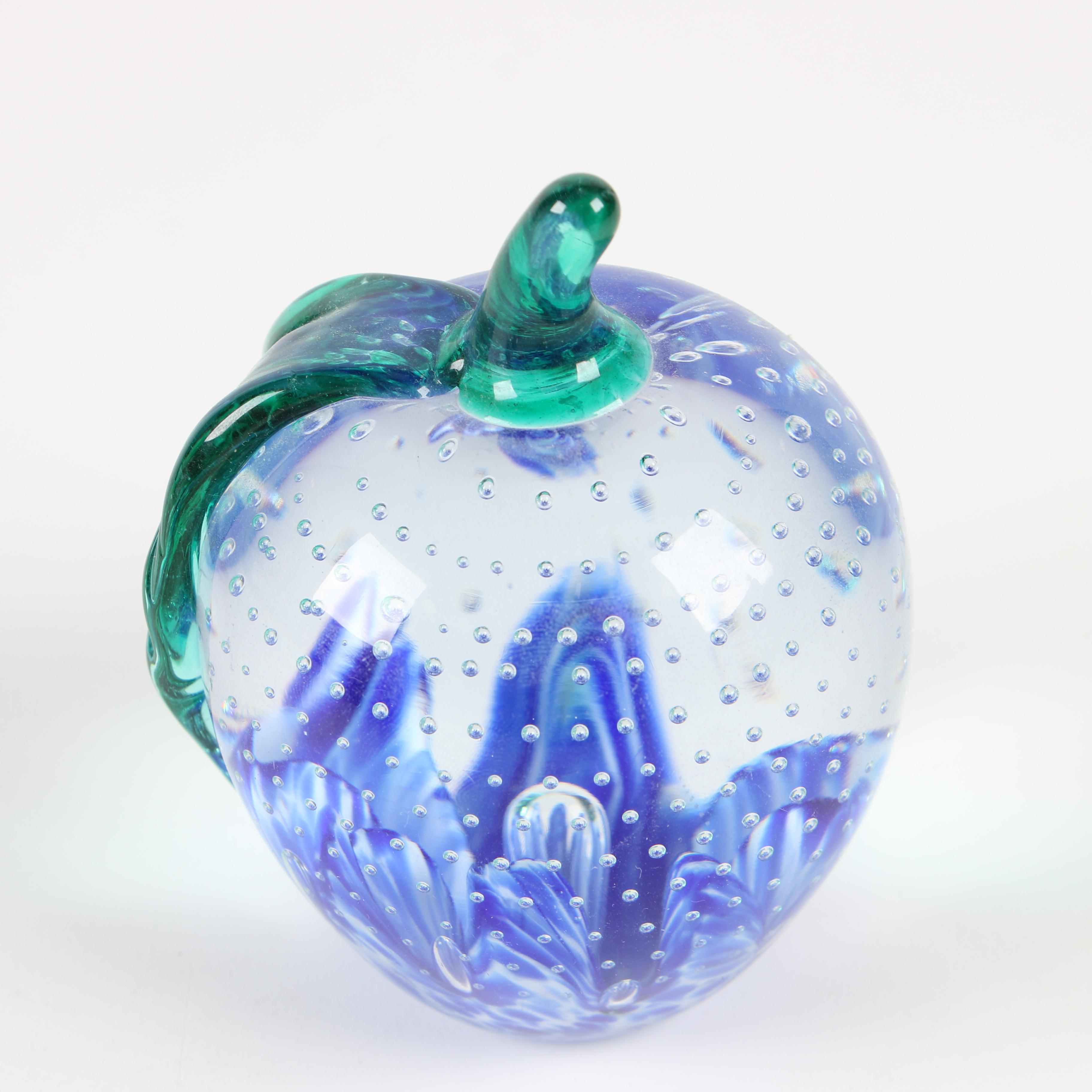 Gibson Art Glass Apple Paperweight with other Art Glass Paperweights