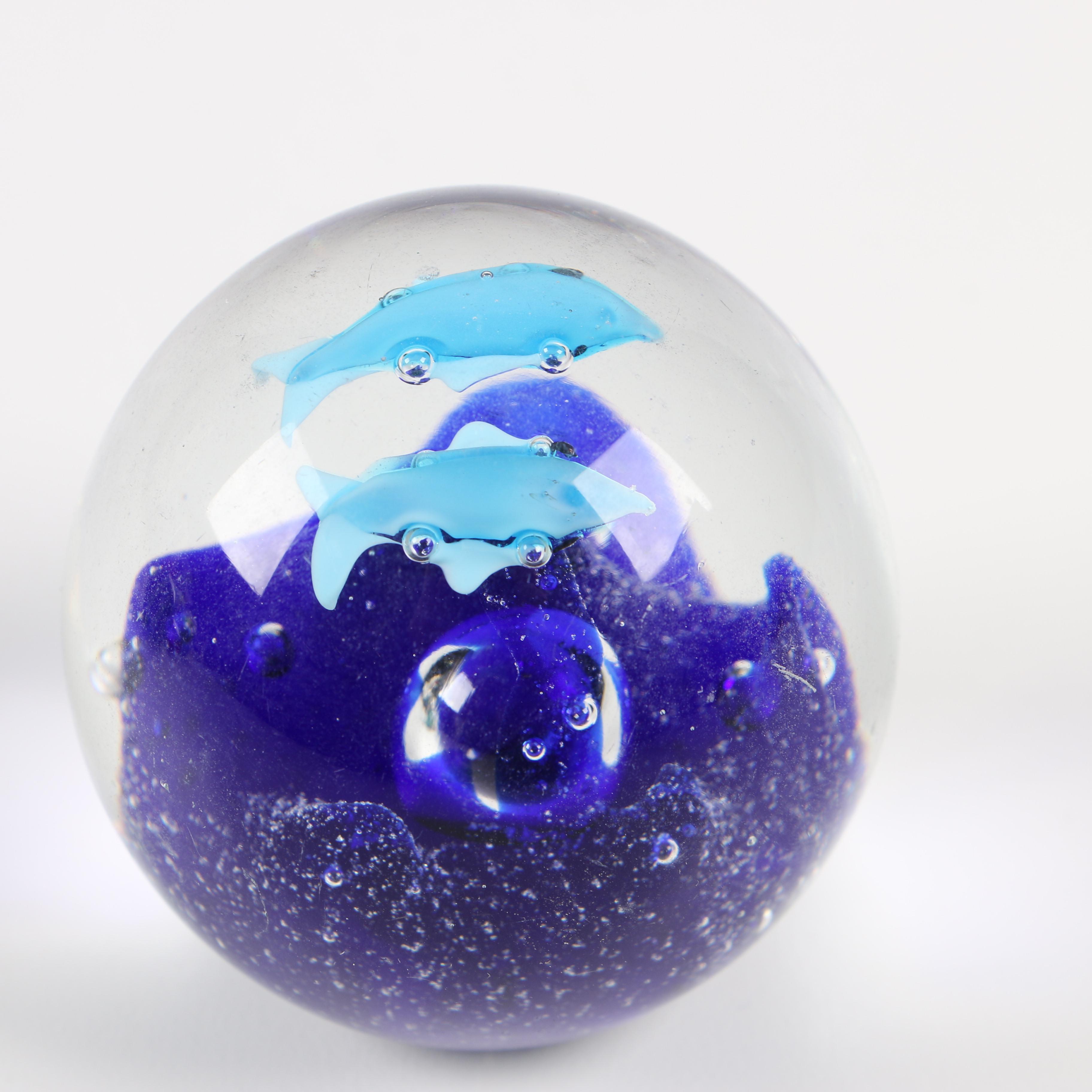 Gibson Art Glass Apple Paperweight with other Art Glass Paperweights